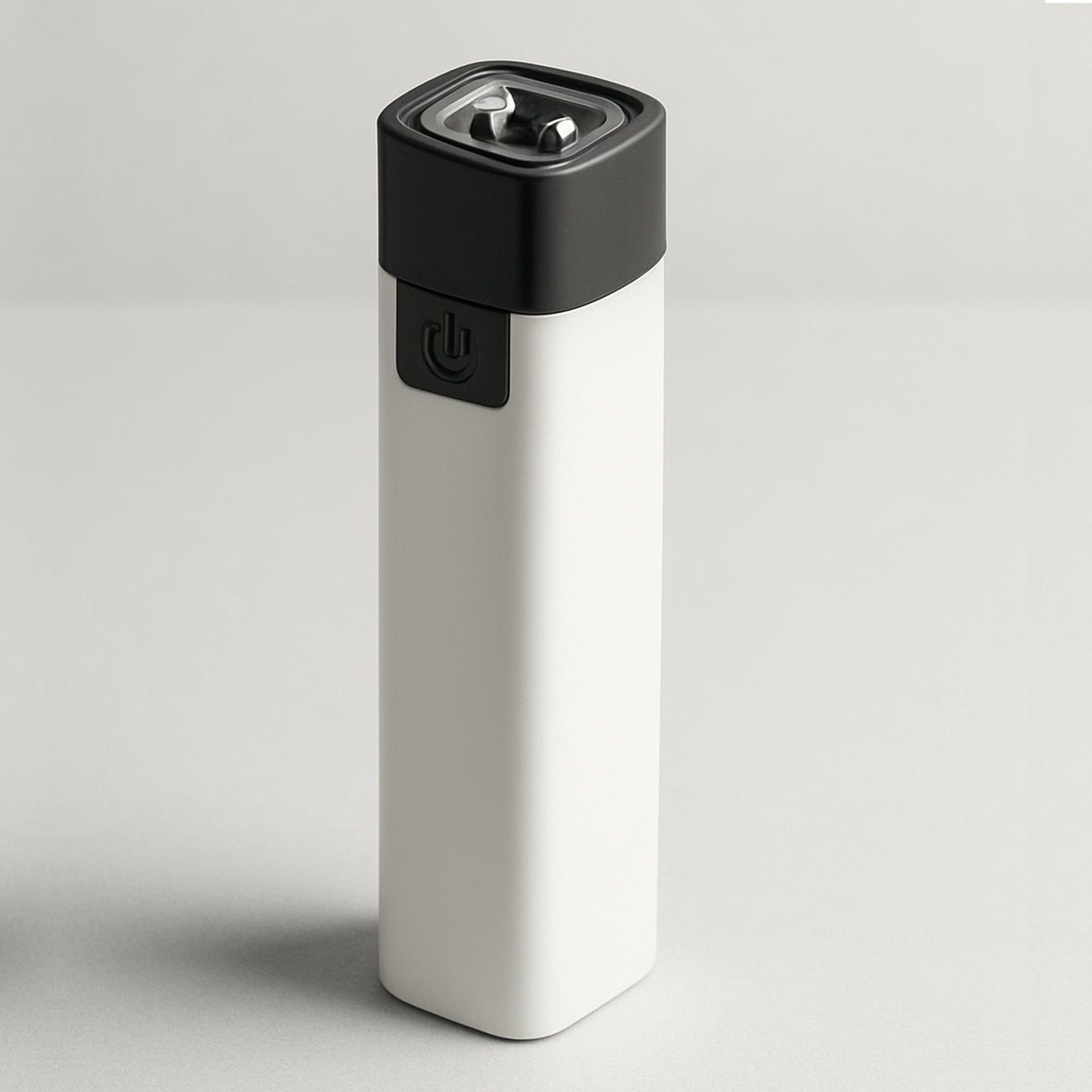 Side view of compact rechargeable LED flashlight with USB port