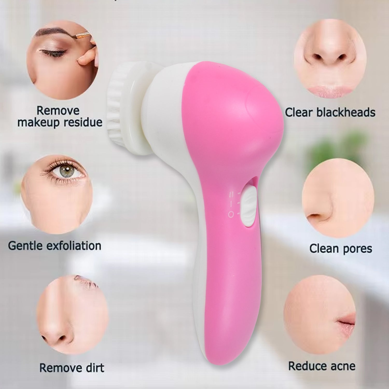 Soft brush head of the facial cleansing device, ideal for sensitive skin.