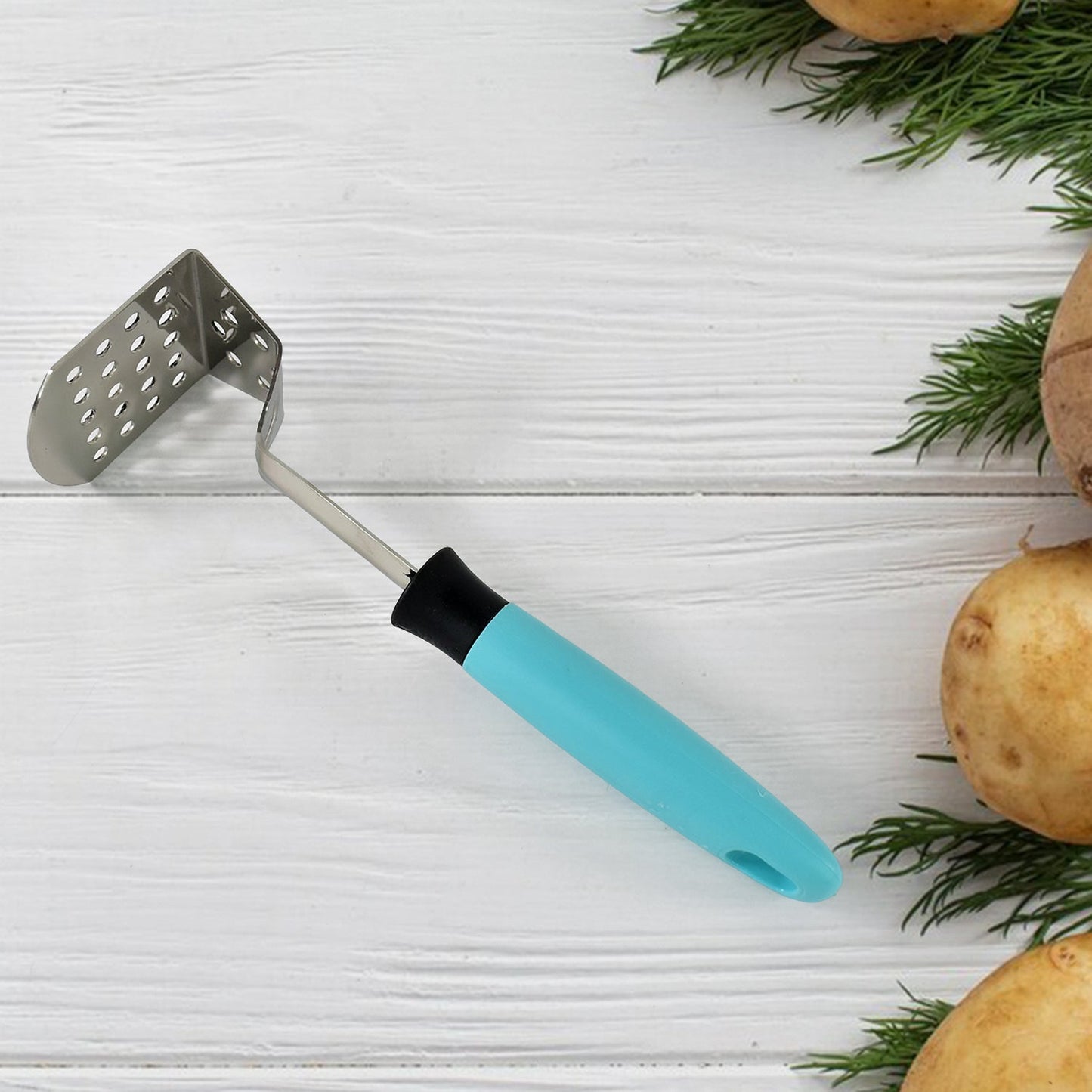 Stainless steel mashing plate and grip of Apex potato masher