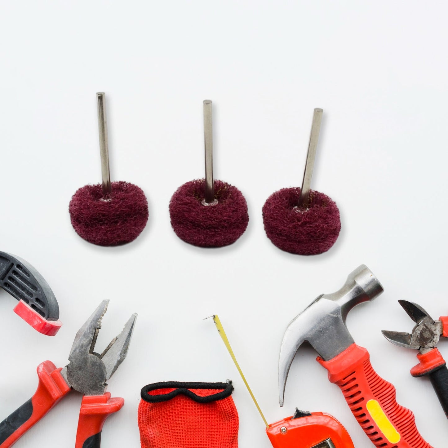 Display of 3-piece polishing wheel set in use