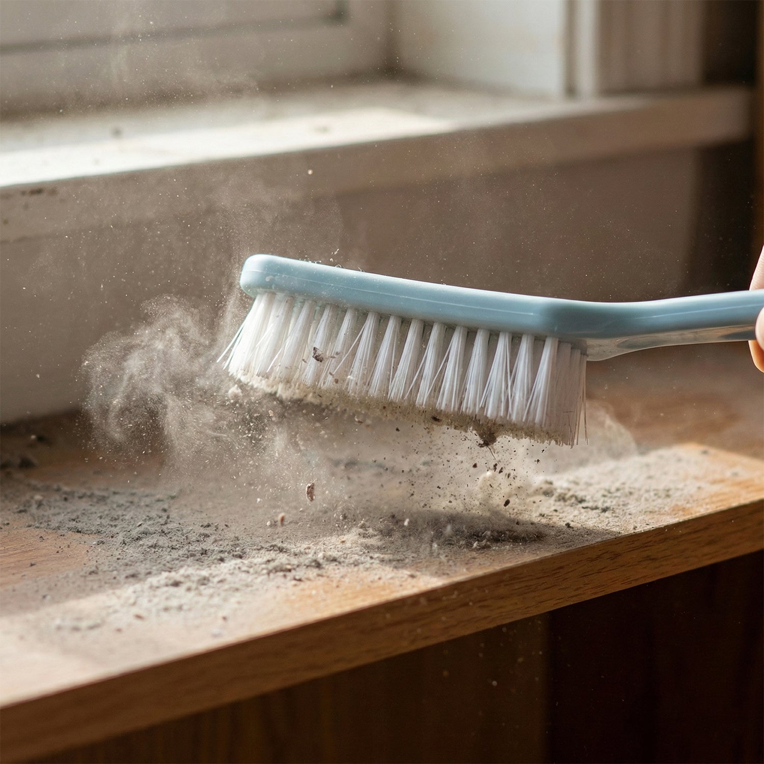 Multipurpose handheld cleaning brush suitable for shoe care and fabric dusting
