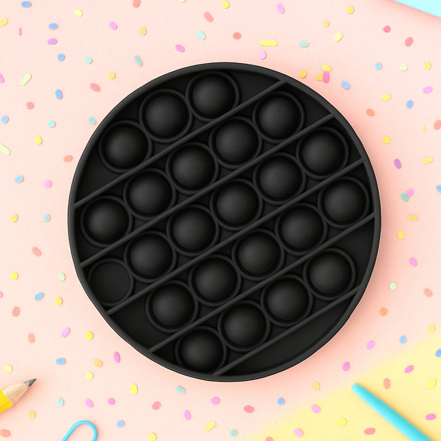 Round silicone Pop It fidget toy for stress relief and sensory play