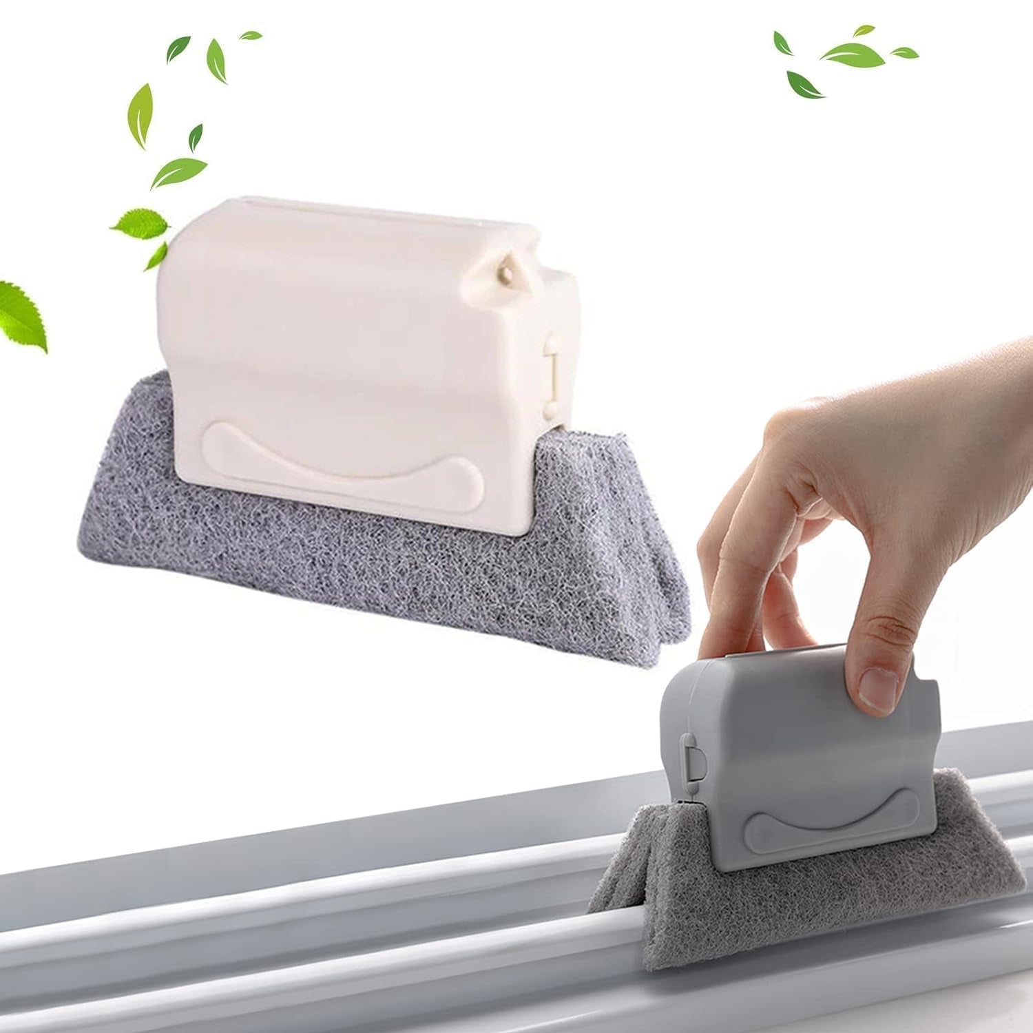 Angled view of the slim Window Groove Cleaning Brush for deep cleaning.