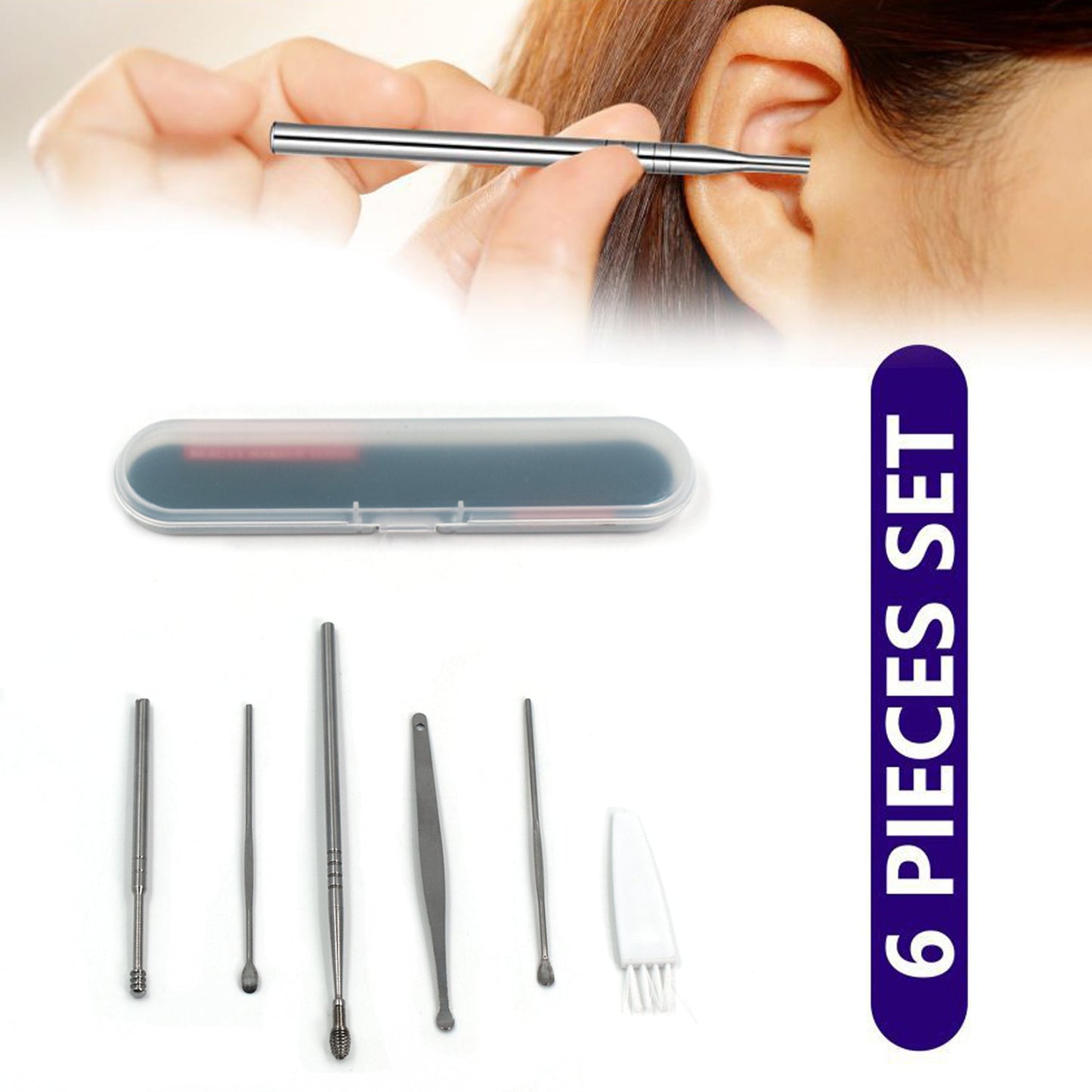 Variety of earwax removal tools showcasing different tip shapes for thorough cleaning.