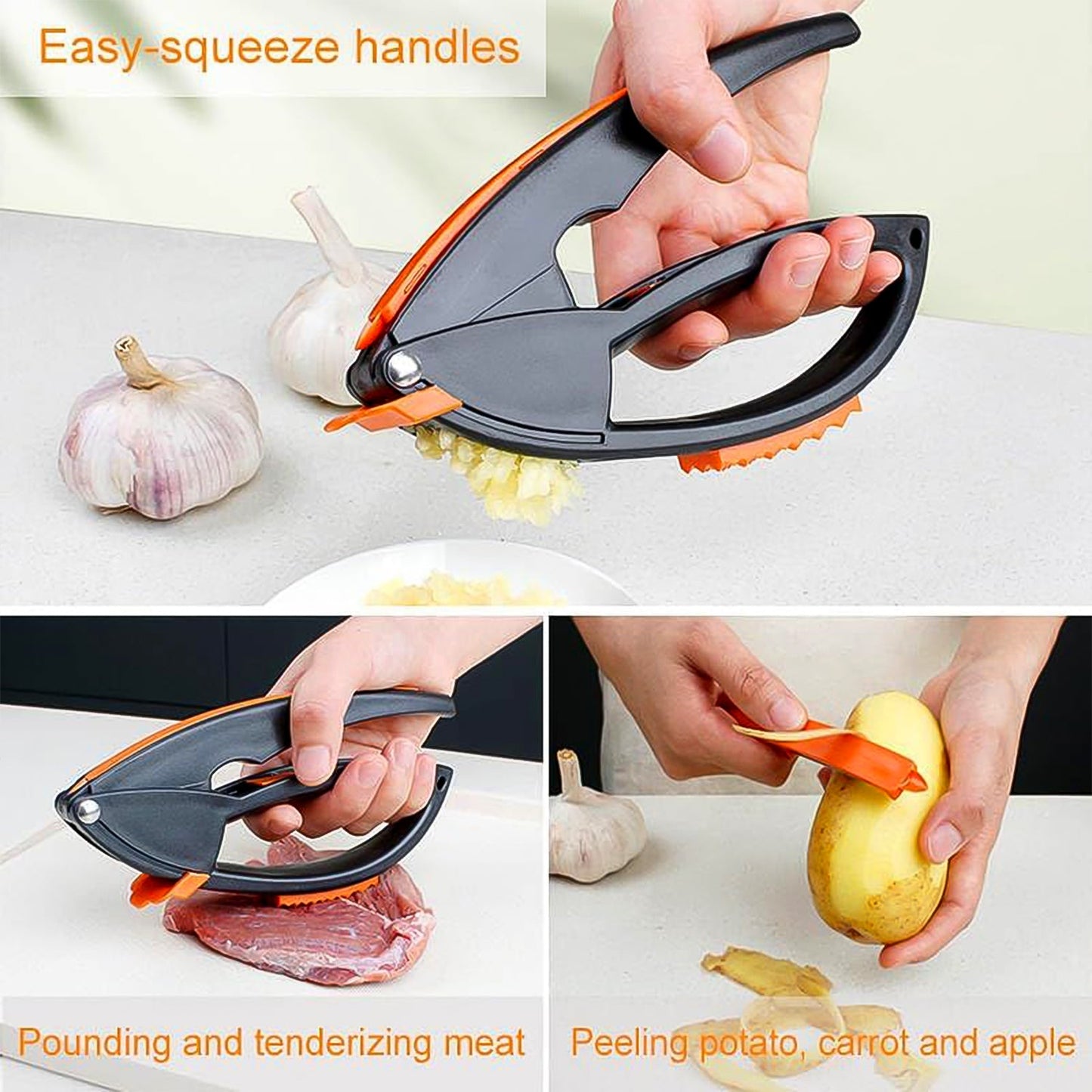 Top-down view of the ToolMate Pro garlic press, highlighting its robust construction.
