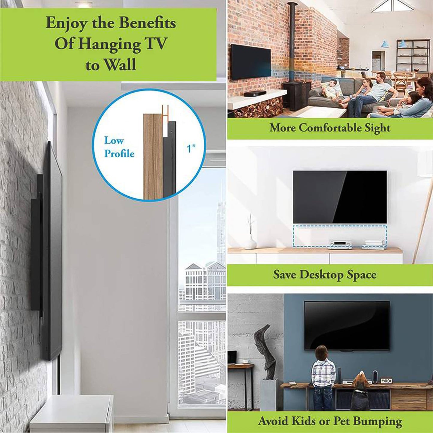 Flat grip heavy duty metal TV wall mount bracket close-up