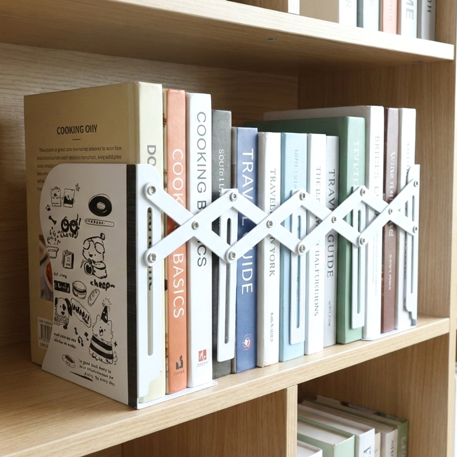 Expandable accordion style book organizer stand for documents