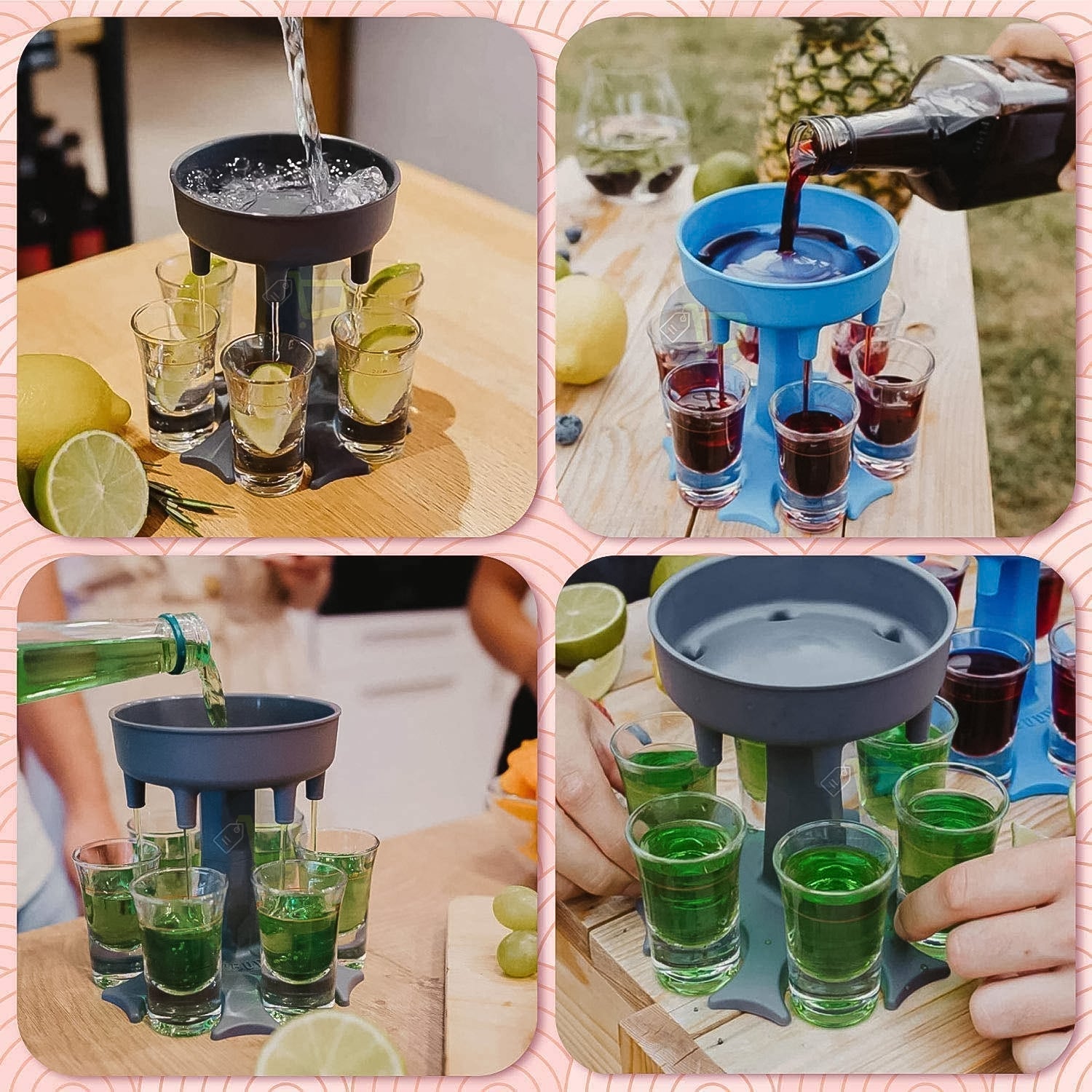 Top view of the 6-Port Drink Dispenser Stand with outlets