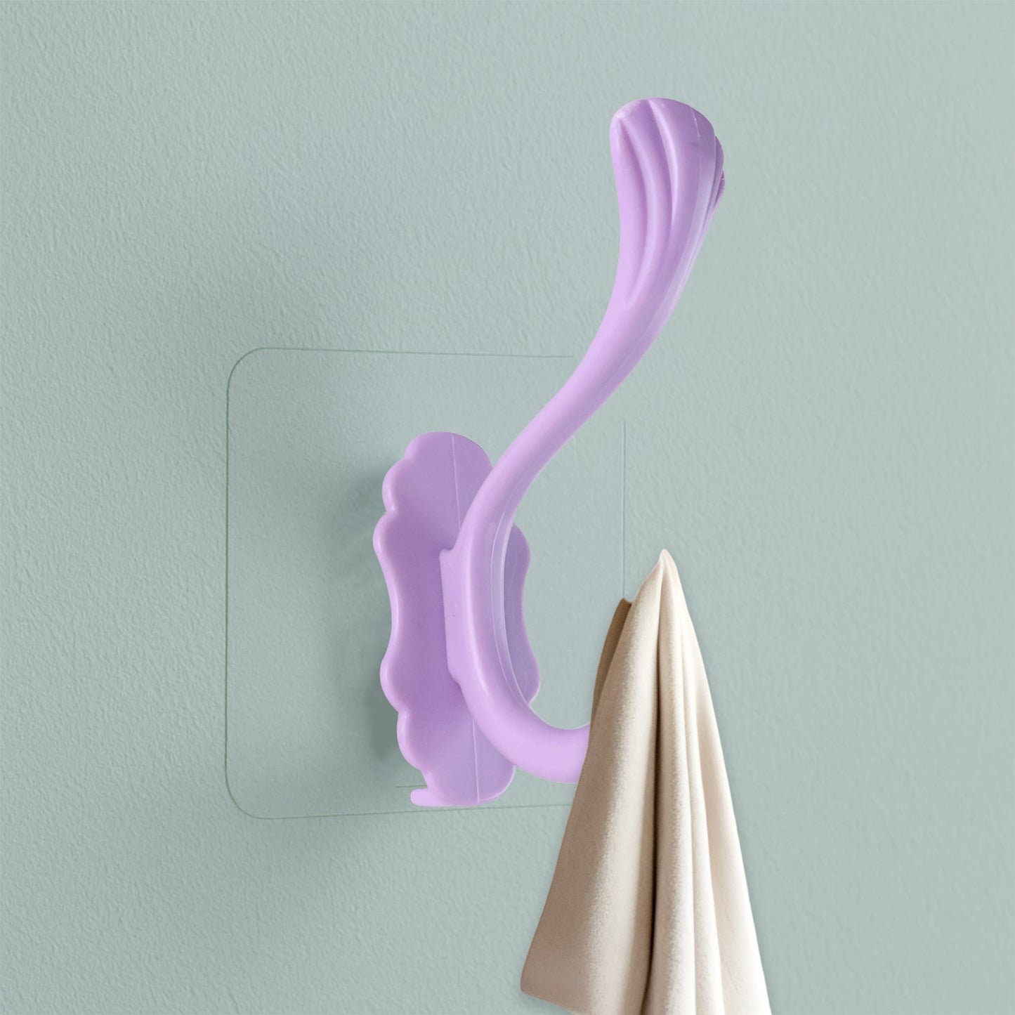 Self adhesive heavy duty wall hook attached to wall