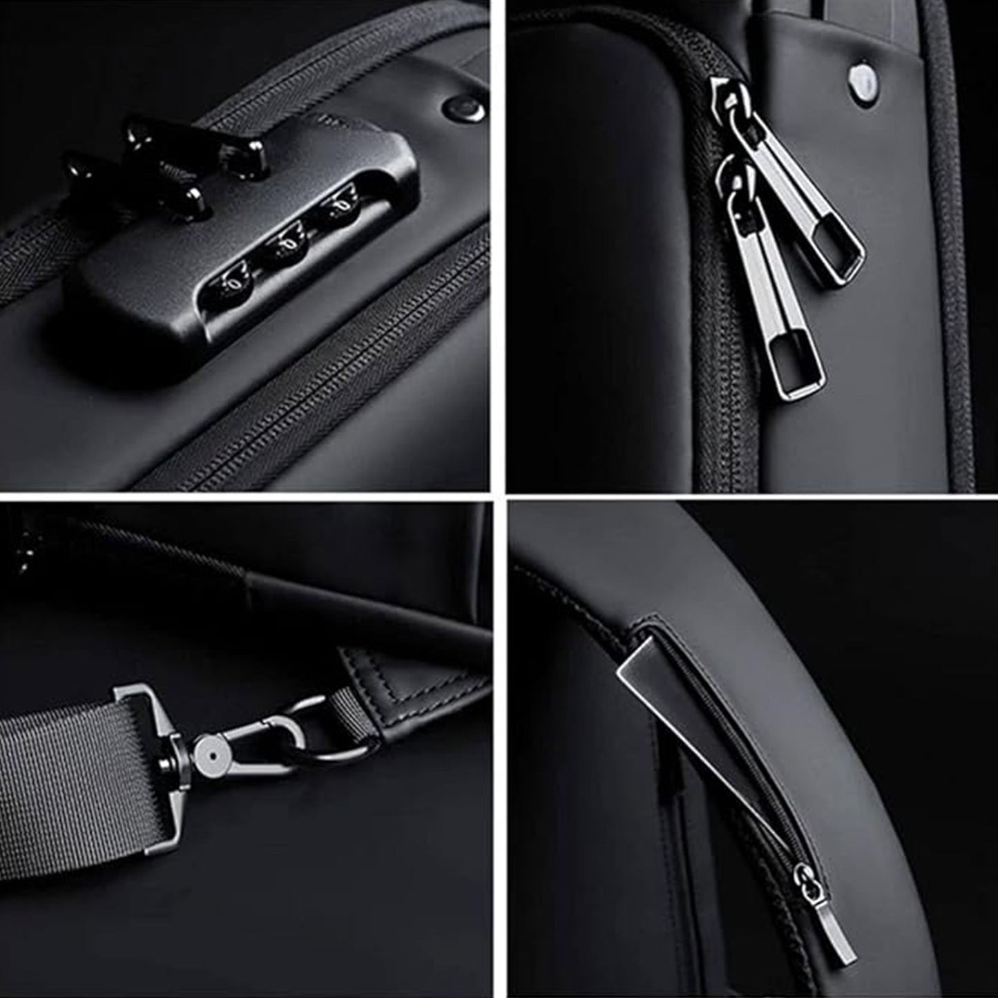 Alternative angle showing  anti-theft crossbody sling bag with USB port