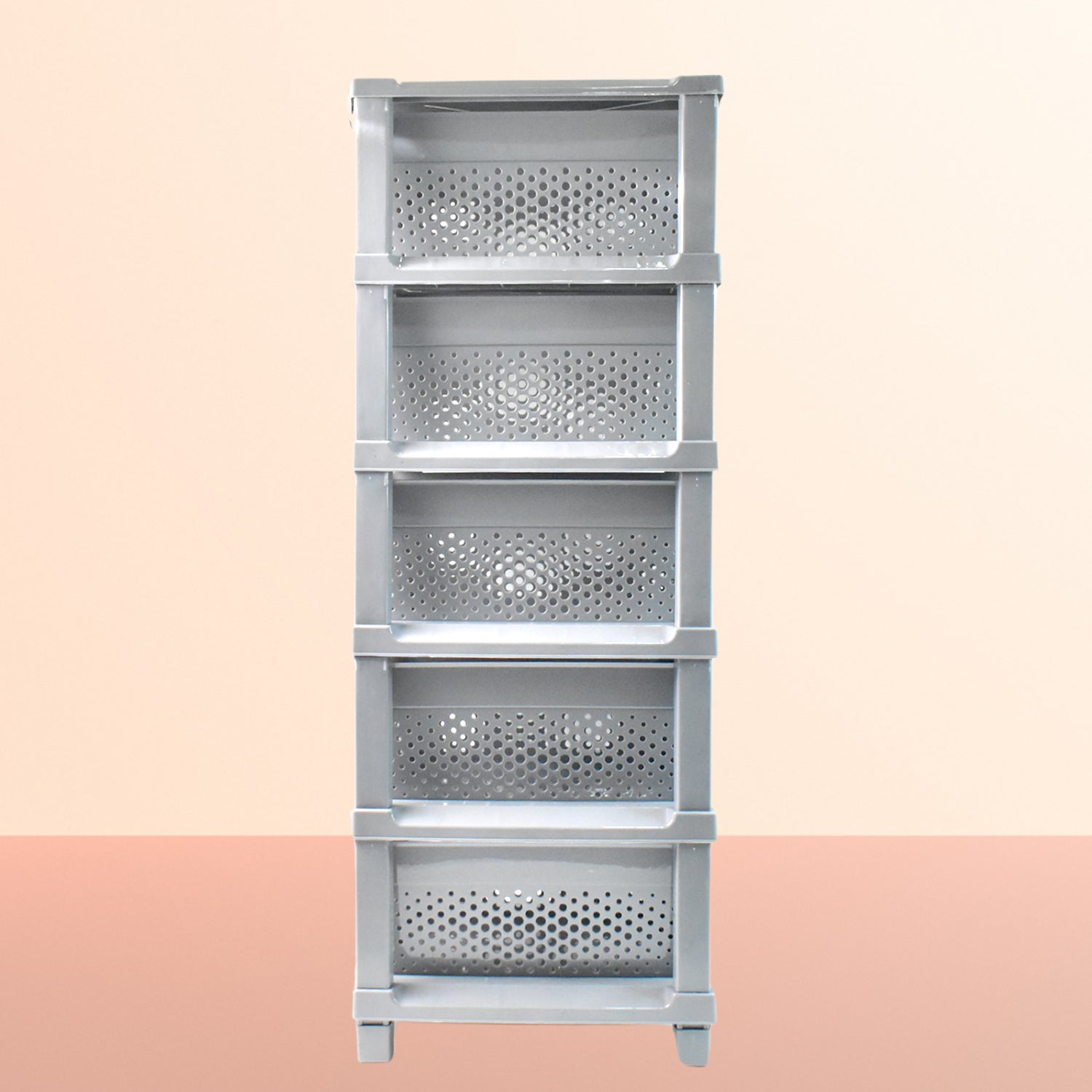 Organivo 5-tier plastic modular drawer storage unit with open drawers showing capacity.