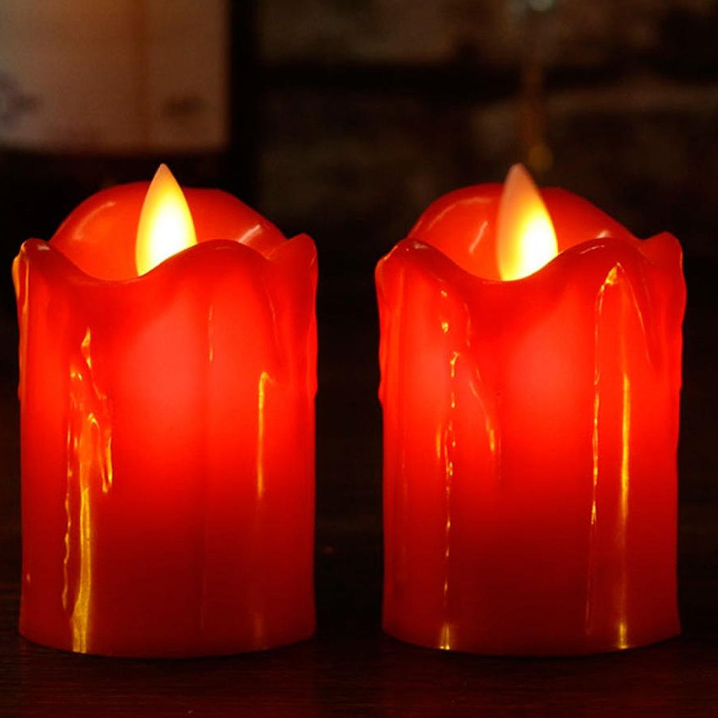 Decorative arrangement of battery-operated flameless candles for festive occasions.