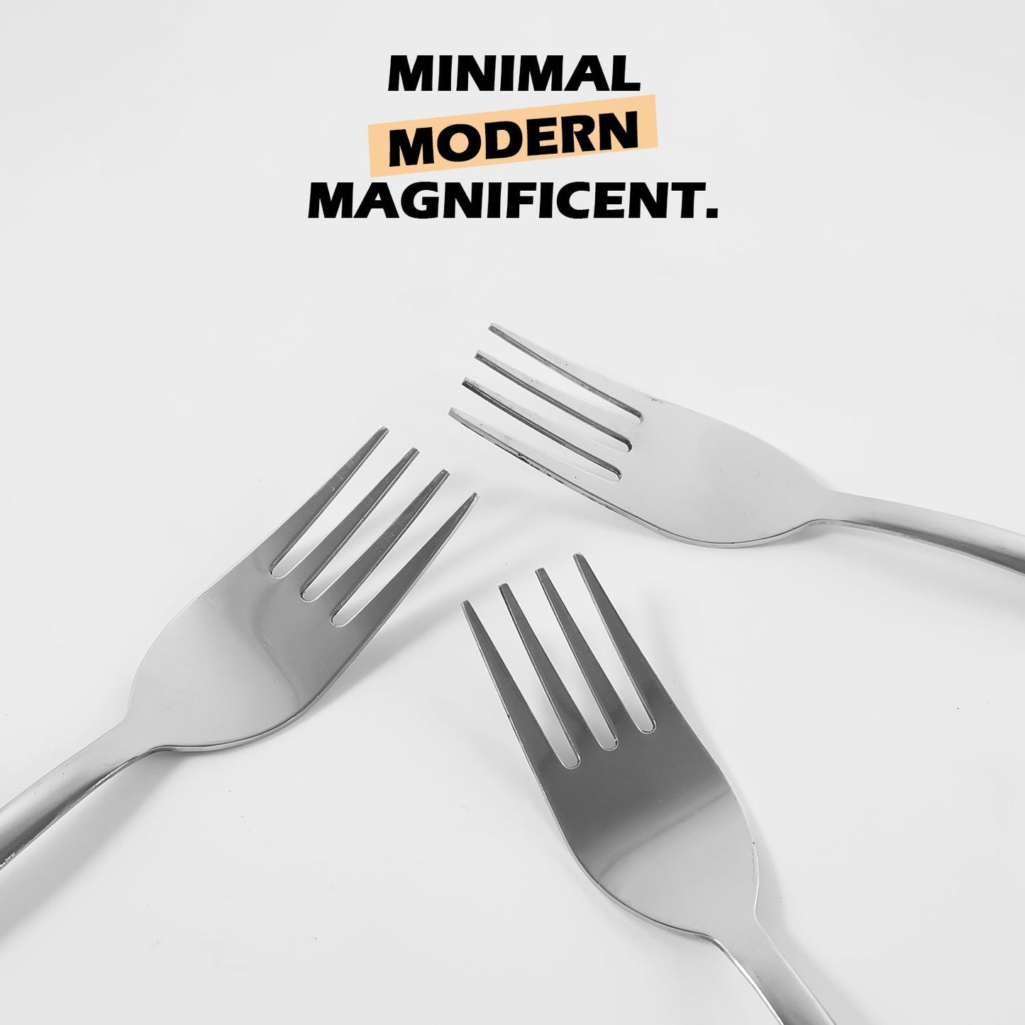 Stainless steel dinner forks featuring ergonomic handles for comfortable grip.
