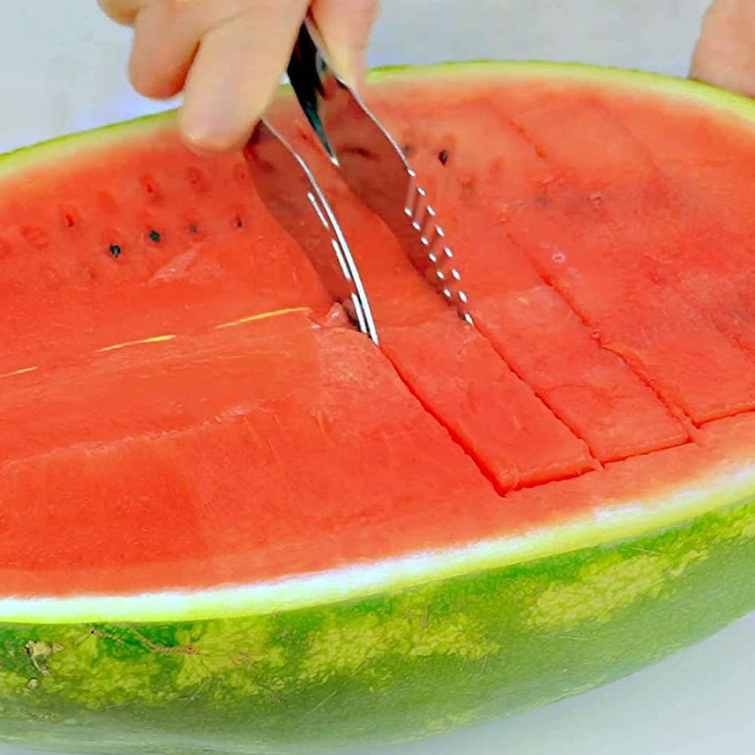 Smart kitchen gadget for quick and easy fruit slicing, minimizing waste.