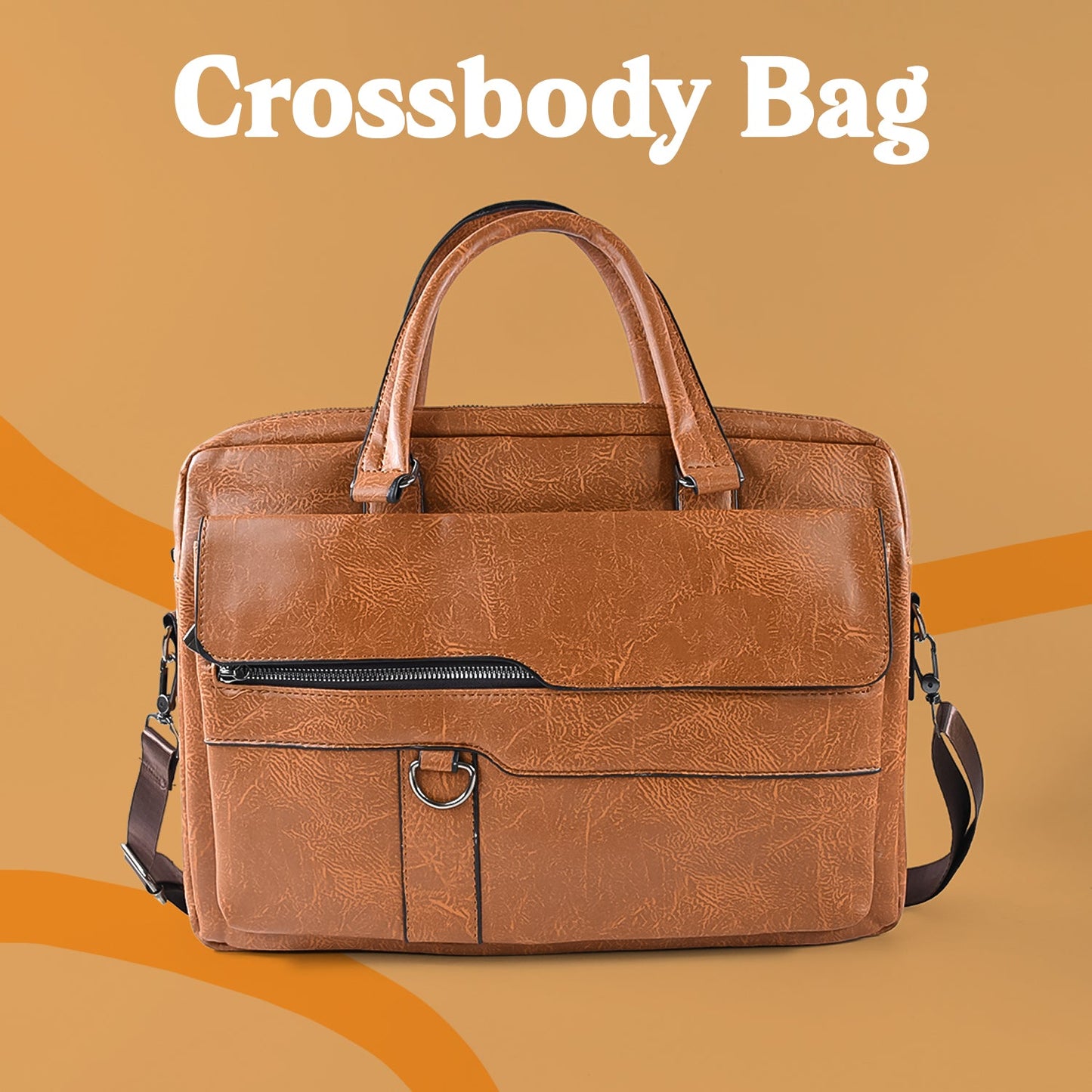 Faux leather laptop bag with padded compartment and organizer pockets inside