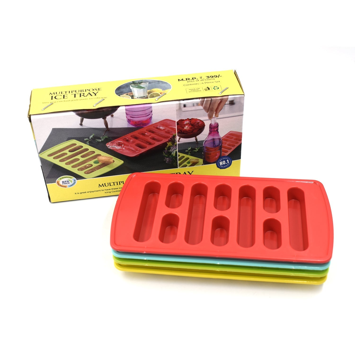 Side view of lightweight ice trays for easy handling