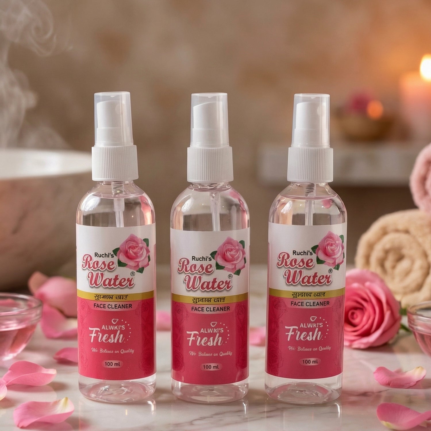 Rose water toner mist spray for face care