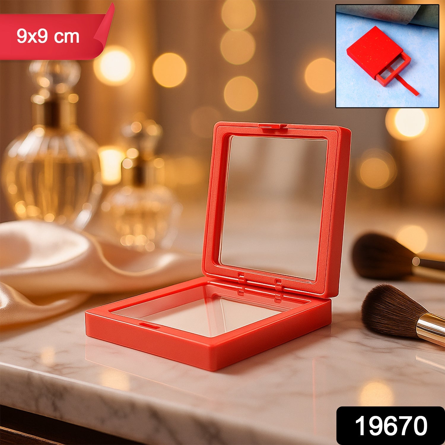 Side view of jewellery display box with detachable base for vertical or horizontal display