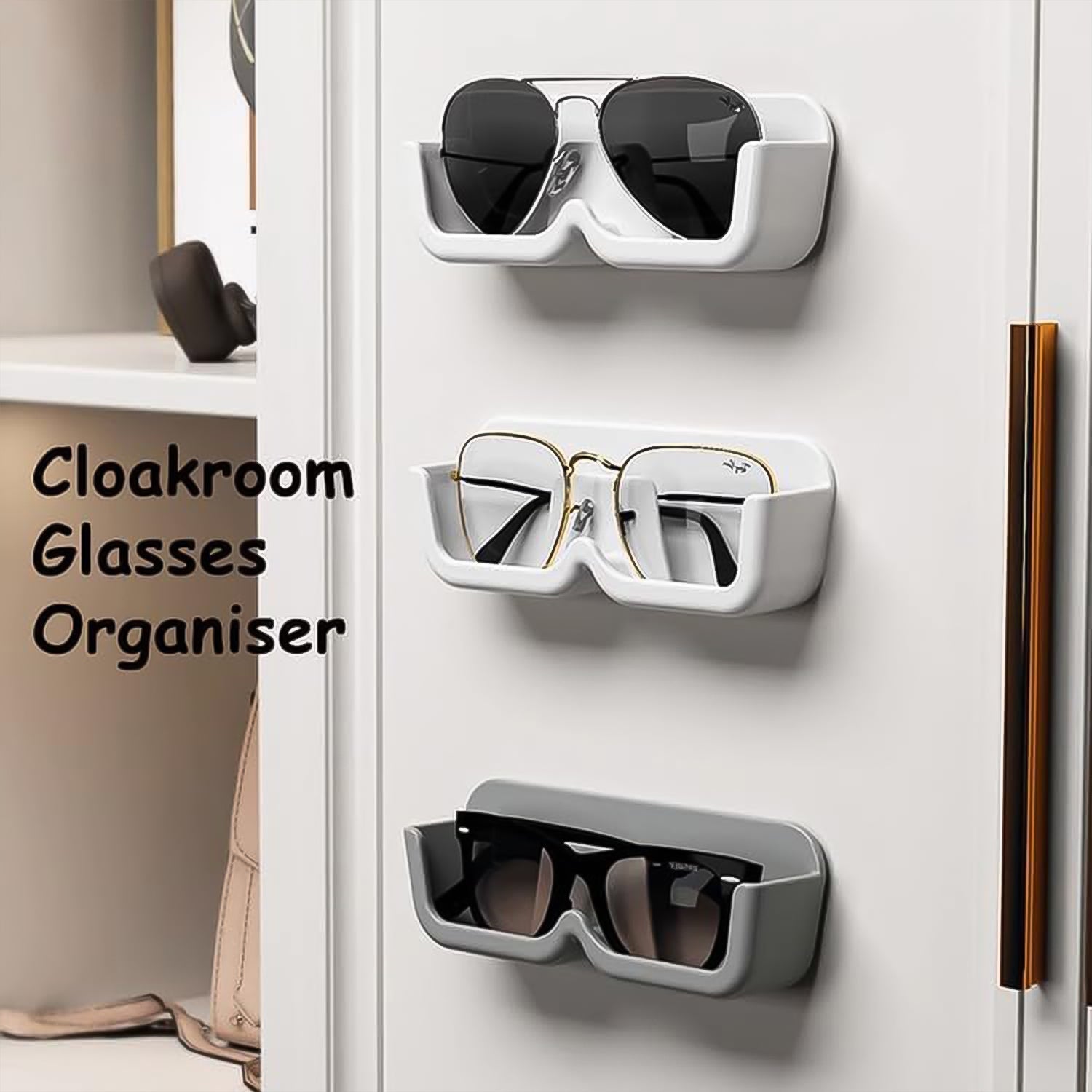 Bedroom wall showcasing an eyeglasses display stand, perfect for keeping frames organised.