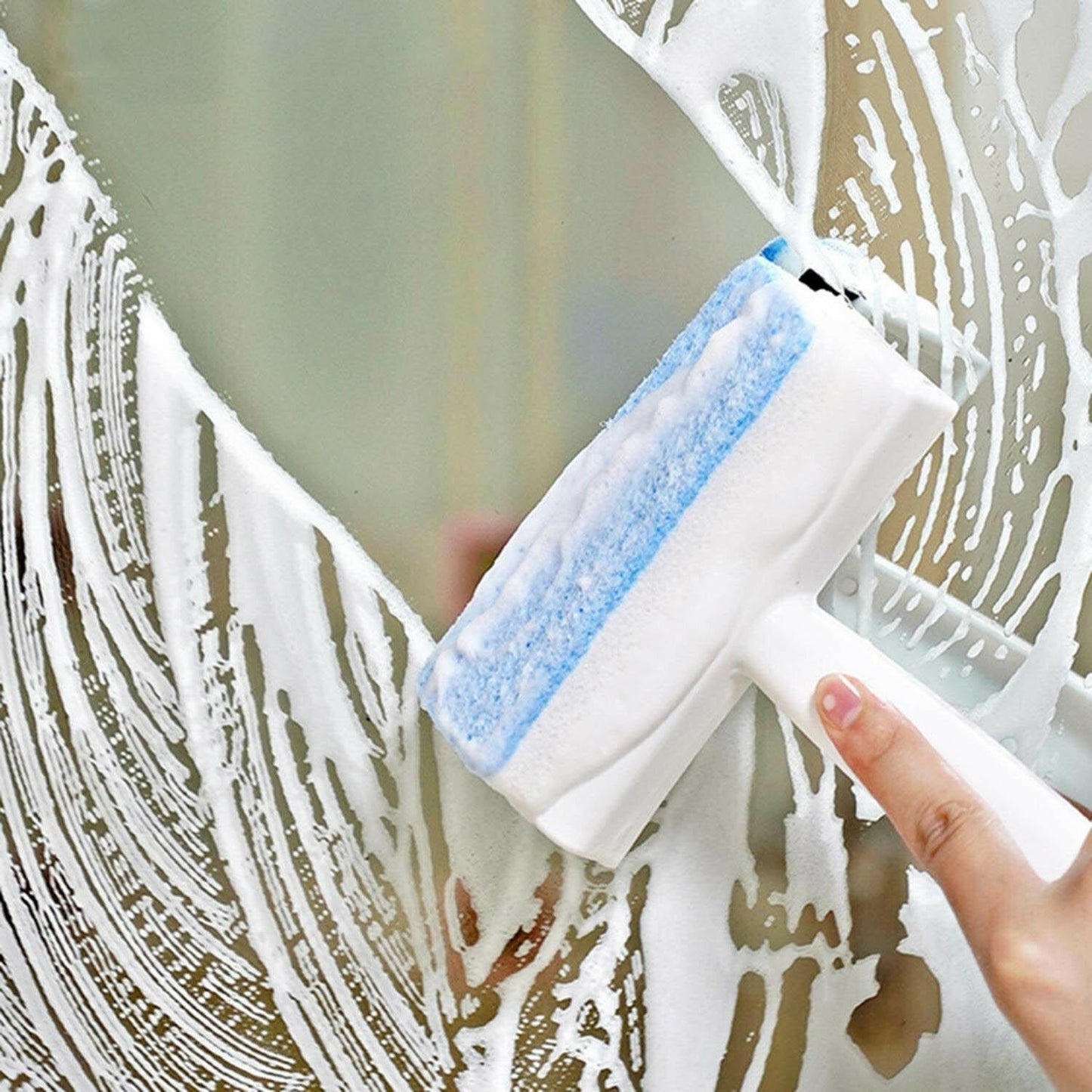 Overview of the 2-in-1 glass cleaner and brush, highlighting its dual functionality.