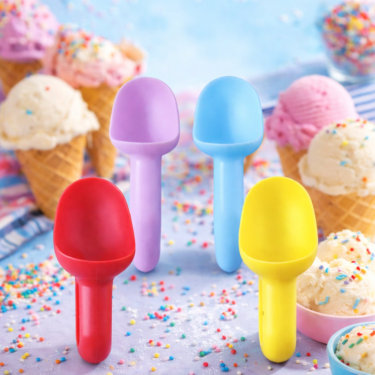 Plastic ice cream scoop perfect for frozen desserts