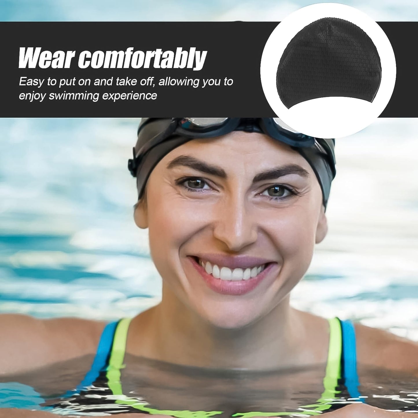 Side angle view of Konex silicone swimming cap