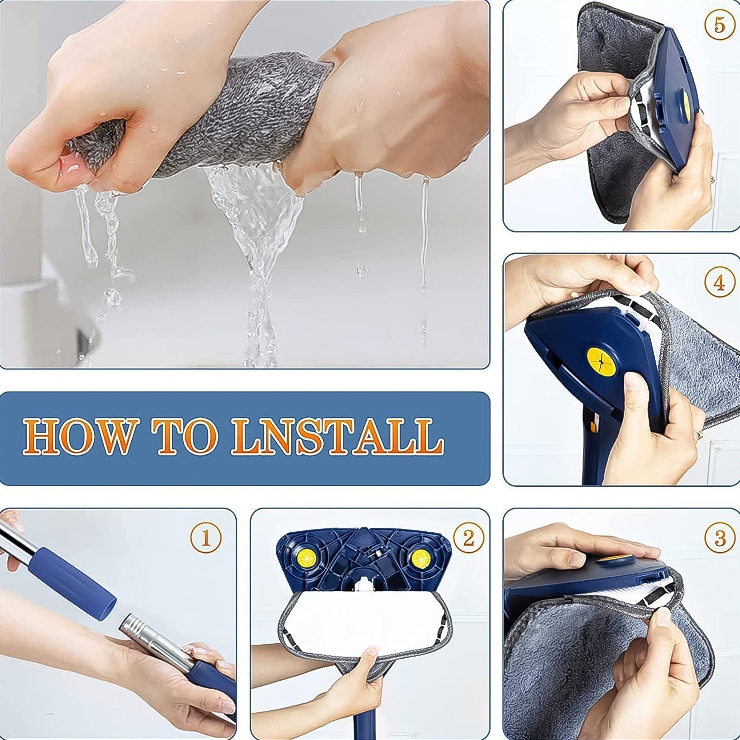 The flexible triangle mop easily reaching and cleaning wall edges and tight spaces.