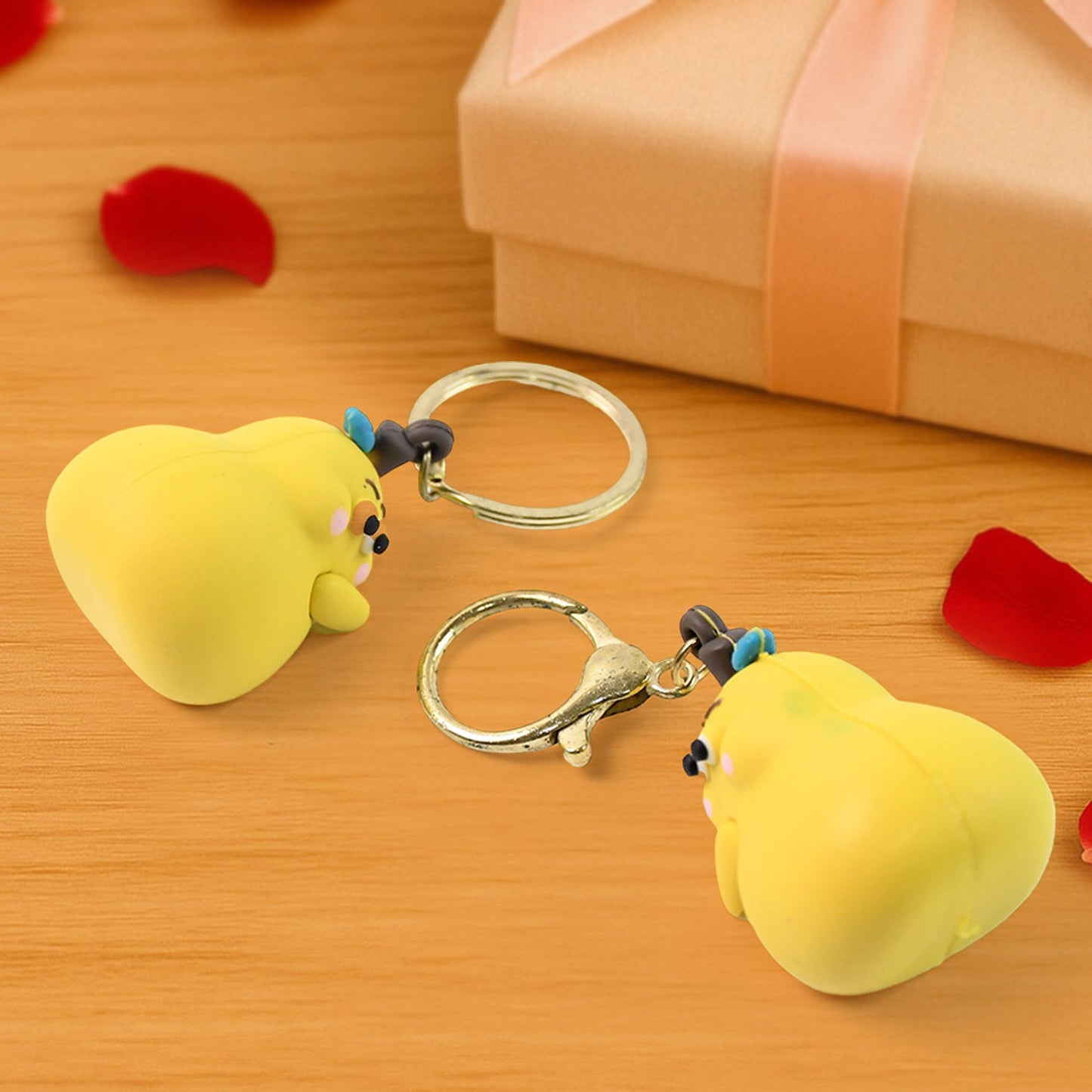 Cute Cartoon Couple keychains attached to a bag zipper