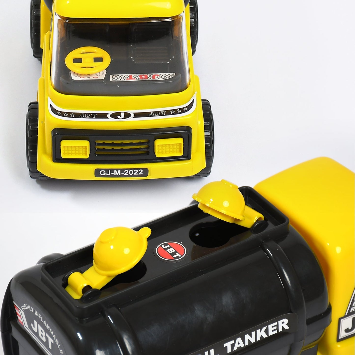 Side profile of the large unbreakable toy truck with sound, showcasing its robust design.