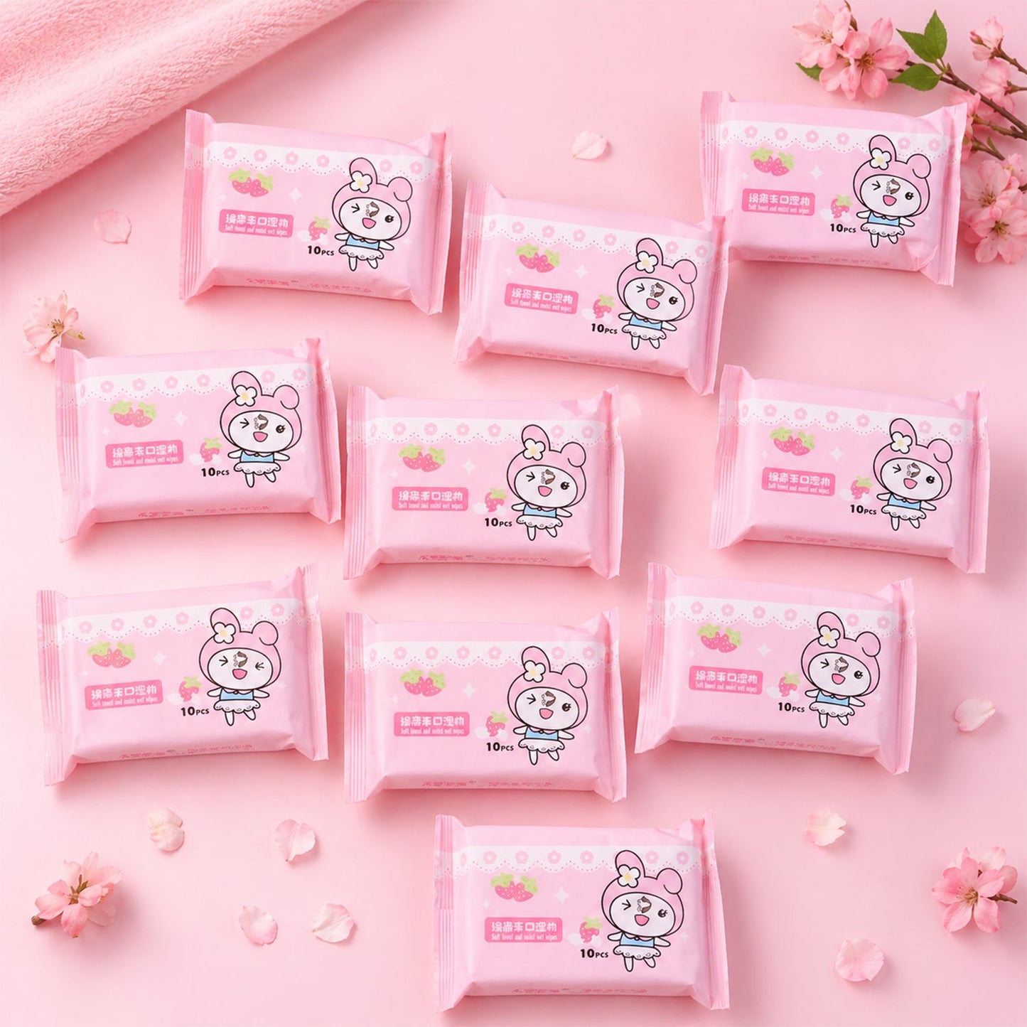 Soft disposable wet wipes with cartoon design for kids