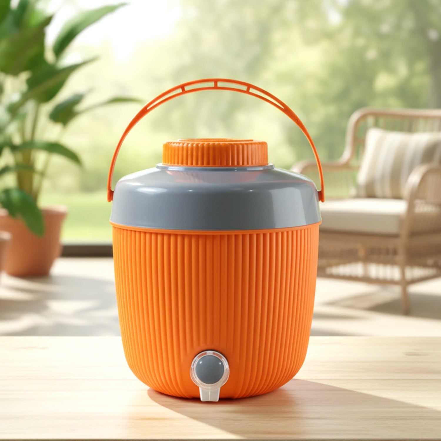 Angled view of the large ChillPour Insulated Water Jug 6L, perfect for cold water storage.