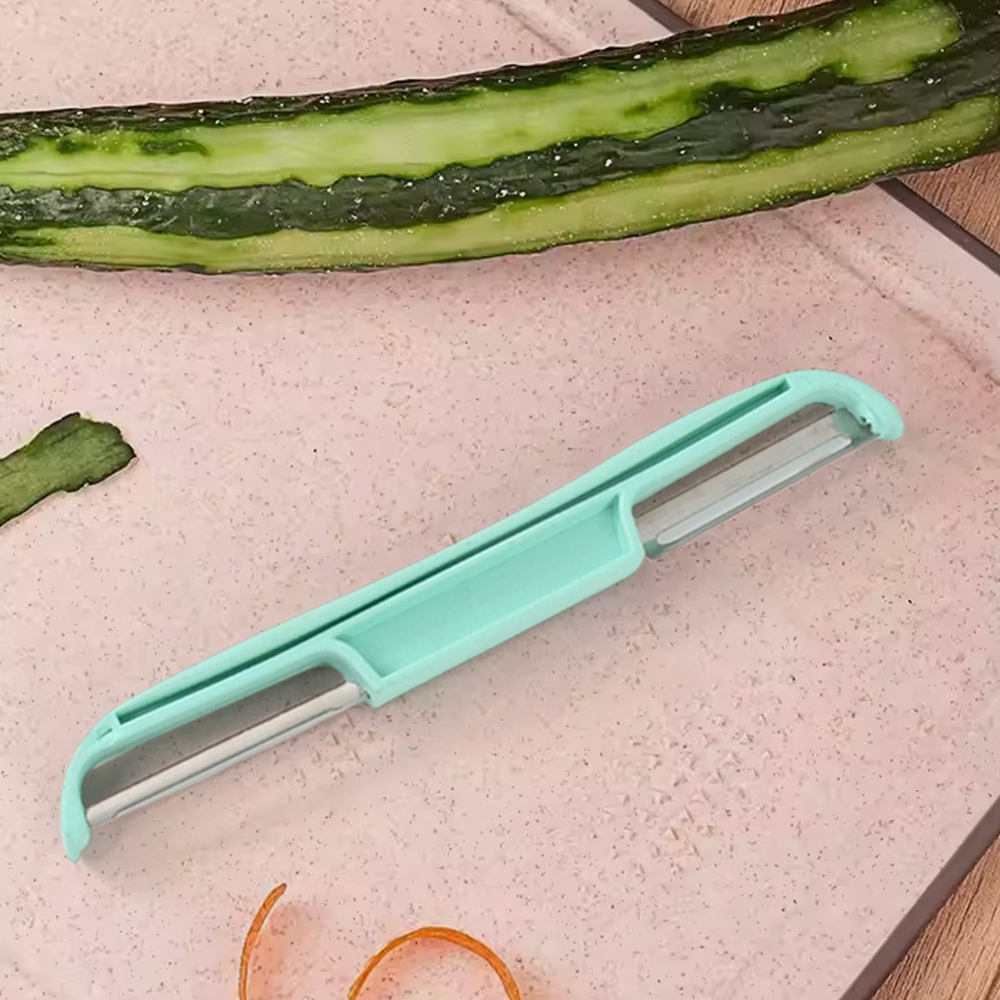 Double side potato peeler with stainless steel blades and plastic handle