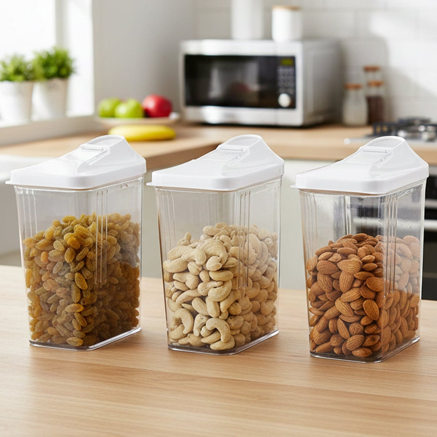 3-piece easy flow airtight storage containers for dry food storage
