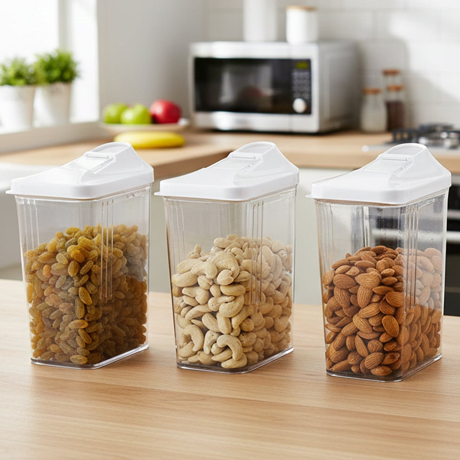 3-piece easy flow airtight storage containers for dry food storage
