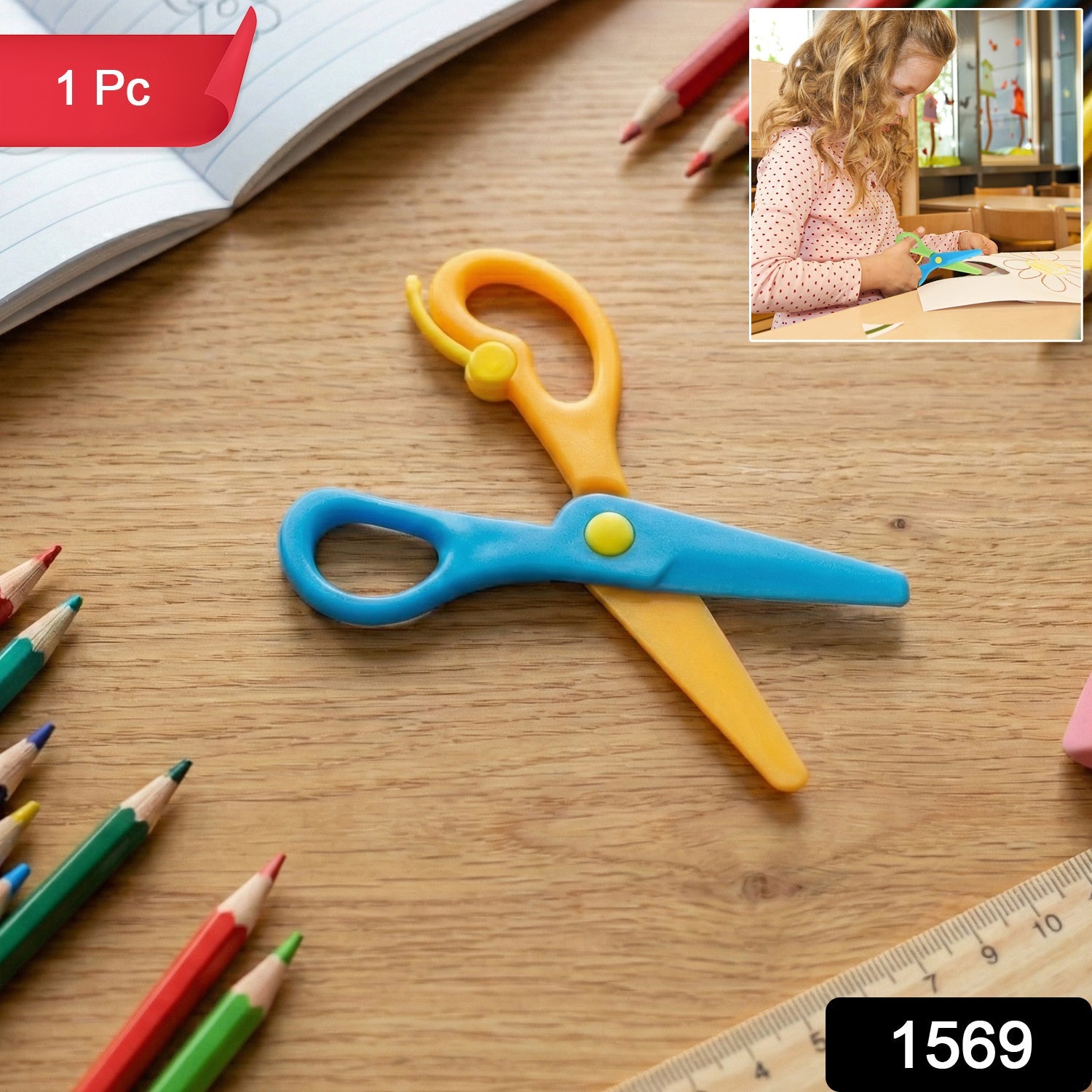Kids craft scissors with ergonomic grip for safe cutting