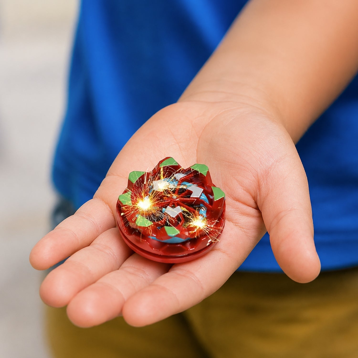 Fireworks style LED spinning toy for kids
