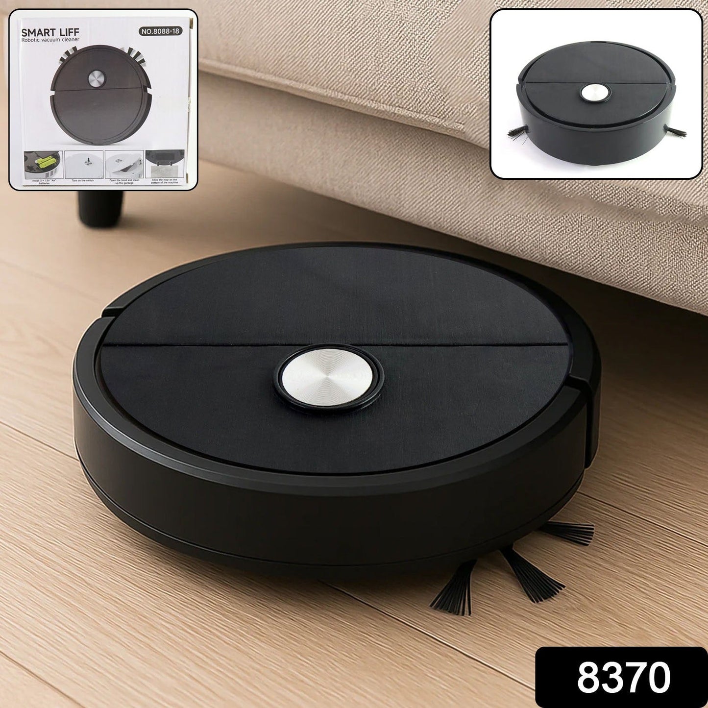 In-use Vacuum Cleaner Sweeping Robot performing cleaning in a modern living room