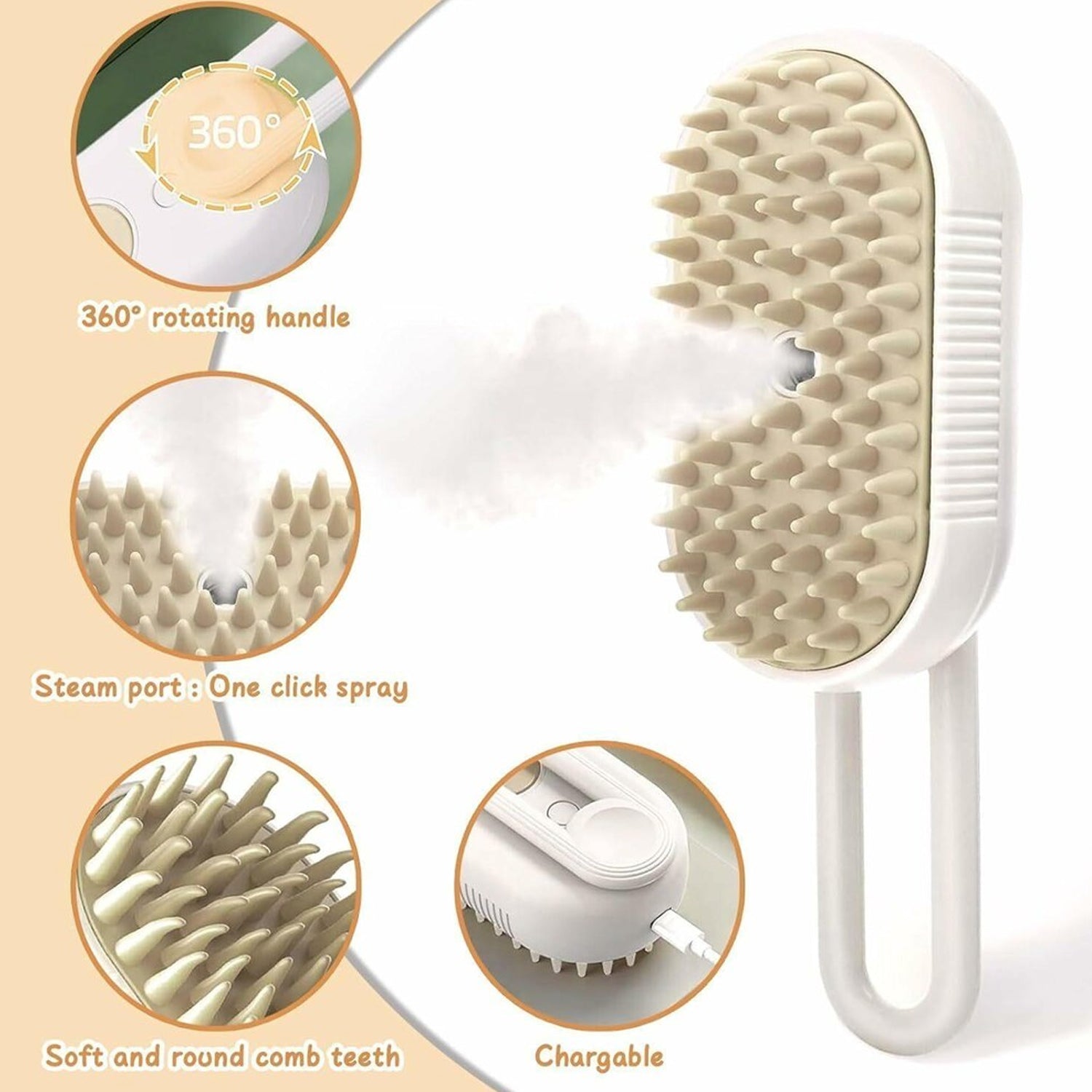 Electric Pet Steam Brush for effective hair removal and massage.