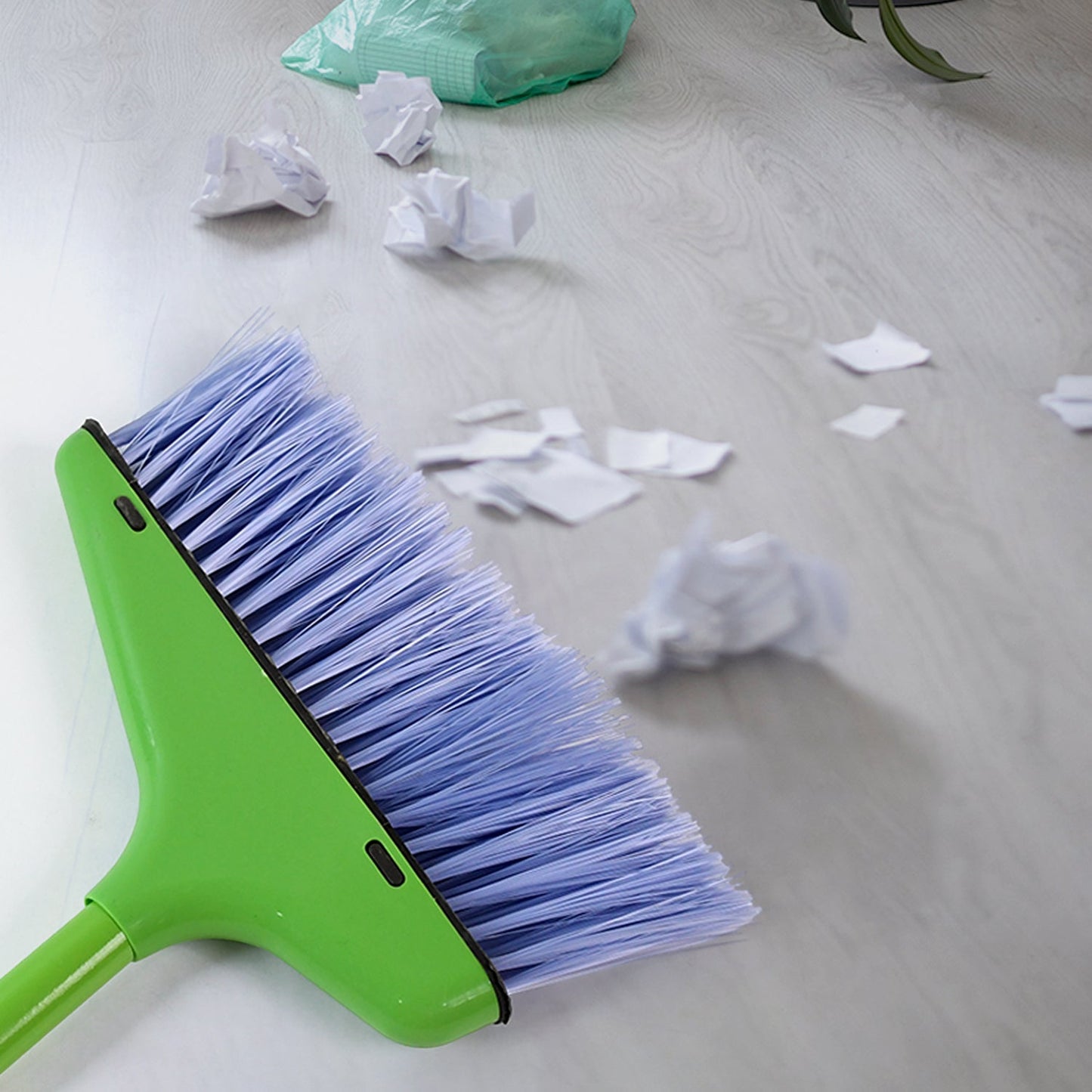 Lightweight long handle broom sweeping dust effectively in home environment