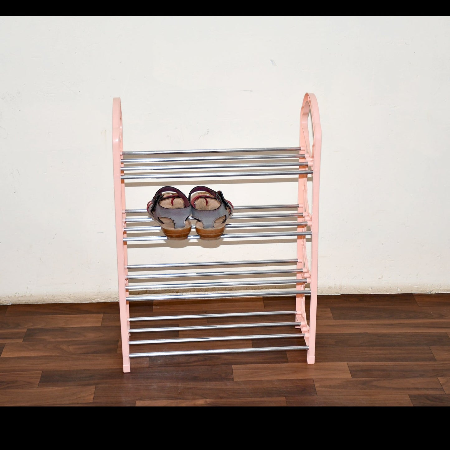 DIY shoe storage shelf with four tiers, perfect for bedroom and closet