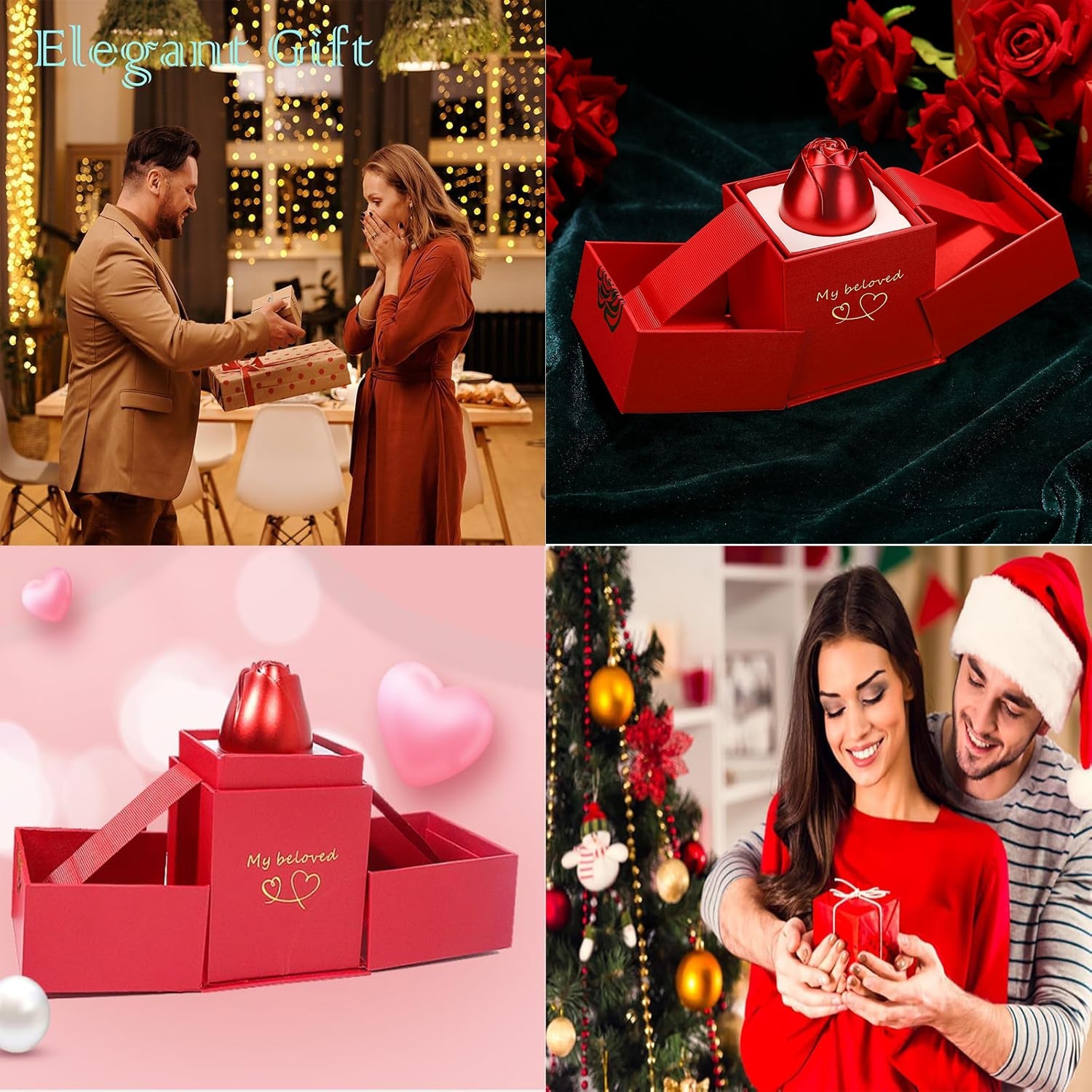 Red rose charm jewellery box designed for romantic gift presentation