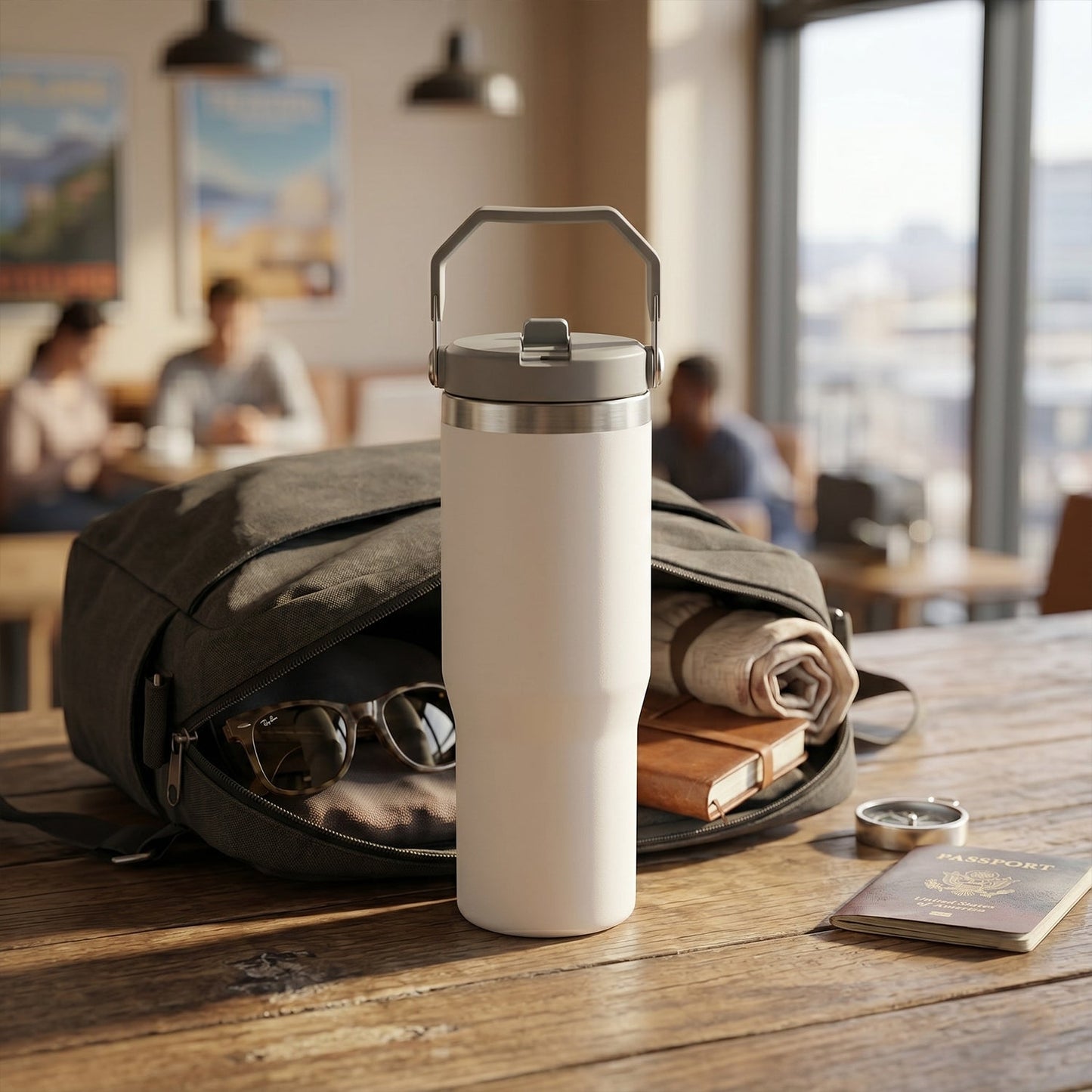 Insulated tumbler with straw for on-the-go hydration