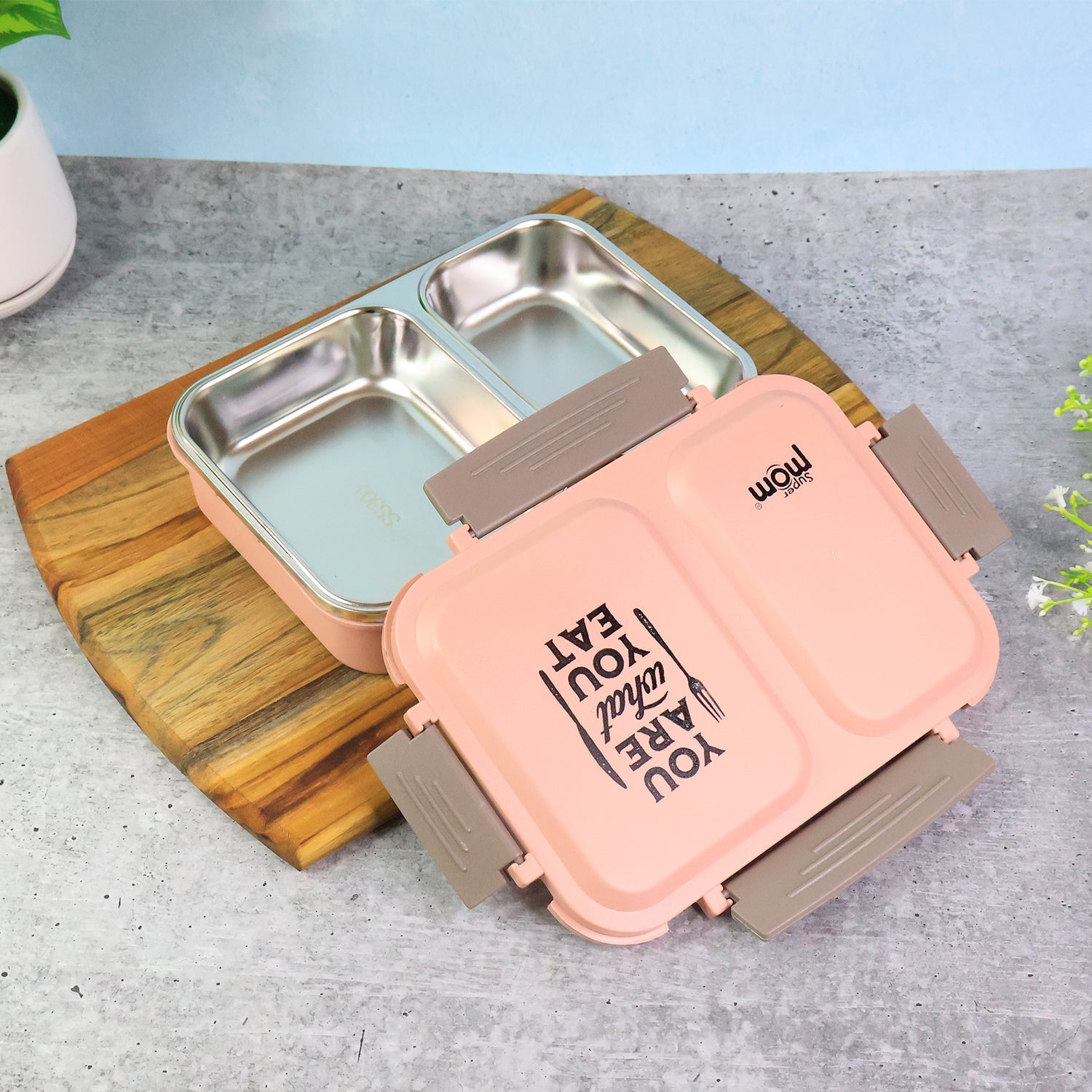Portable stainless steel lunch box suitable for office and school