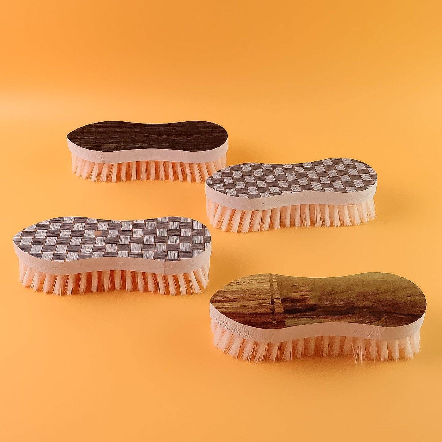 4 piece laundry brush set with dense nylon bristles for tough stains