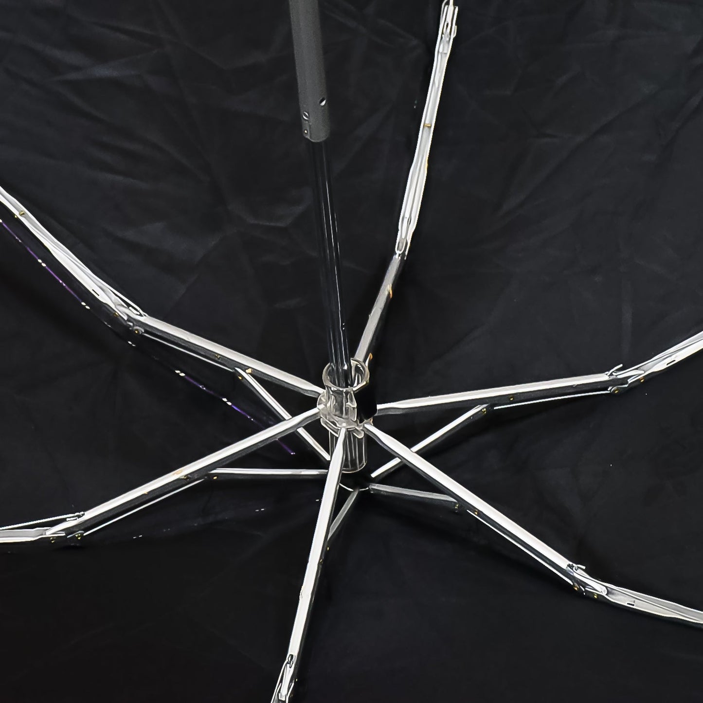 The lightweight 3-fold umbrella in its compact, folded state.