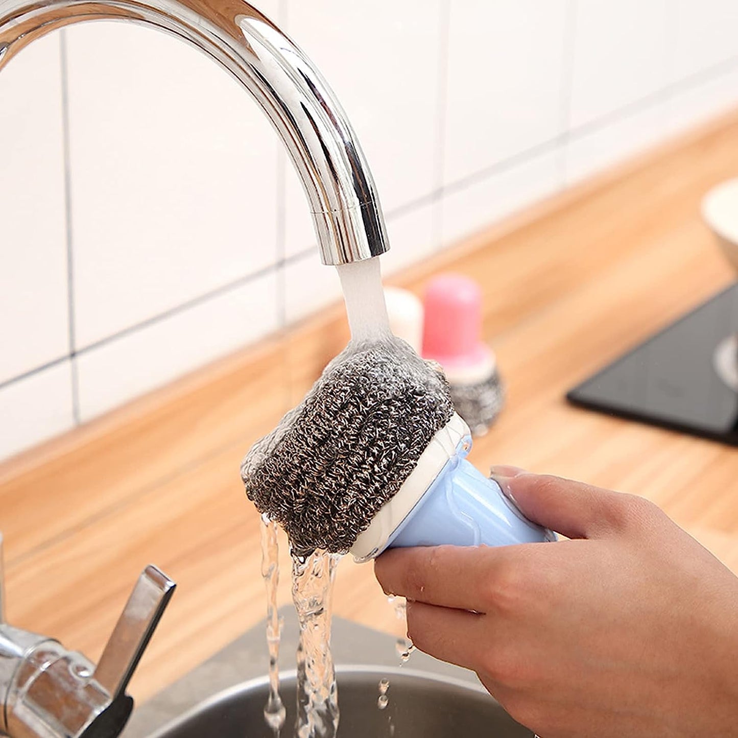 Set of versatile Pro Clean palm brushes for various household cleaning tasks.