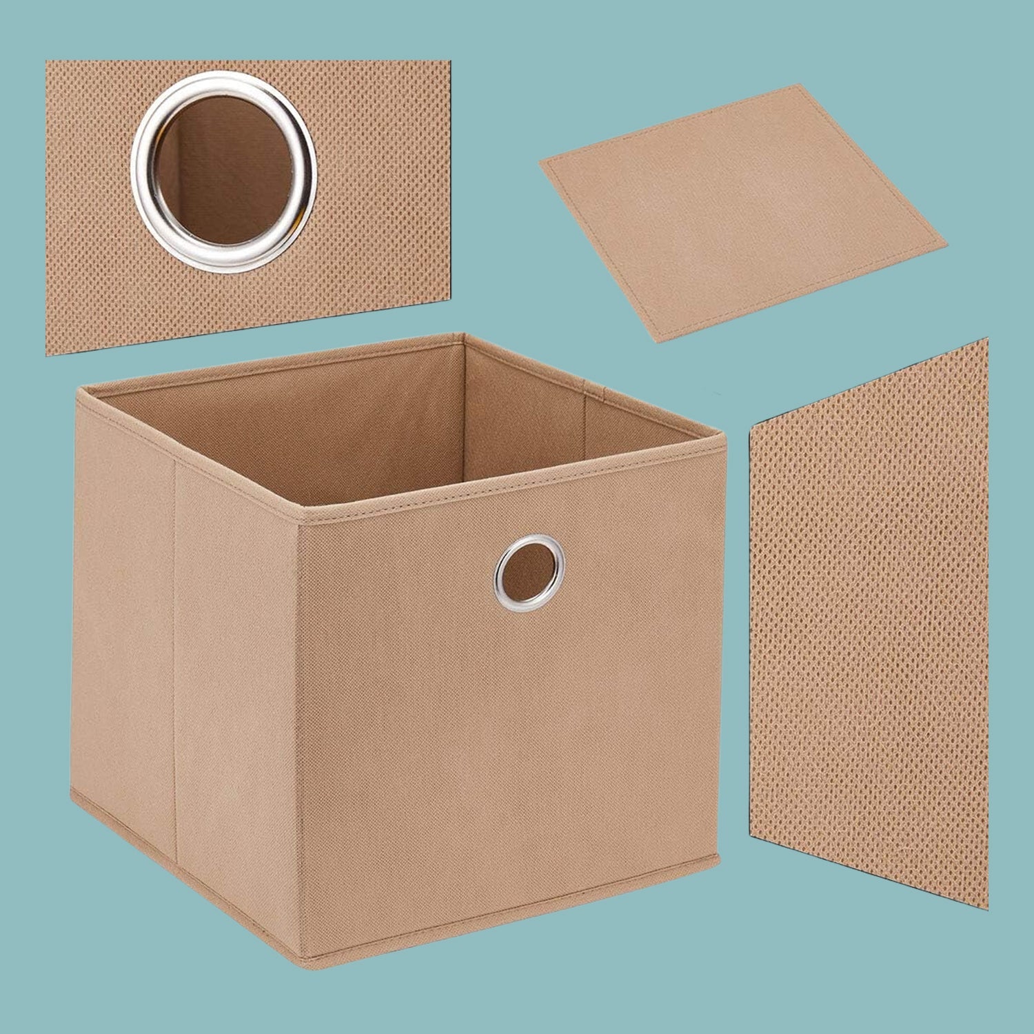 Neutral image of foldable storage box in jute fabric
