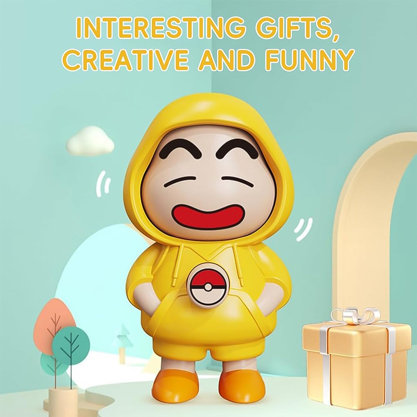 A yellow Face Changing Keychain displaying a playful, mischievous expression.