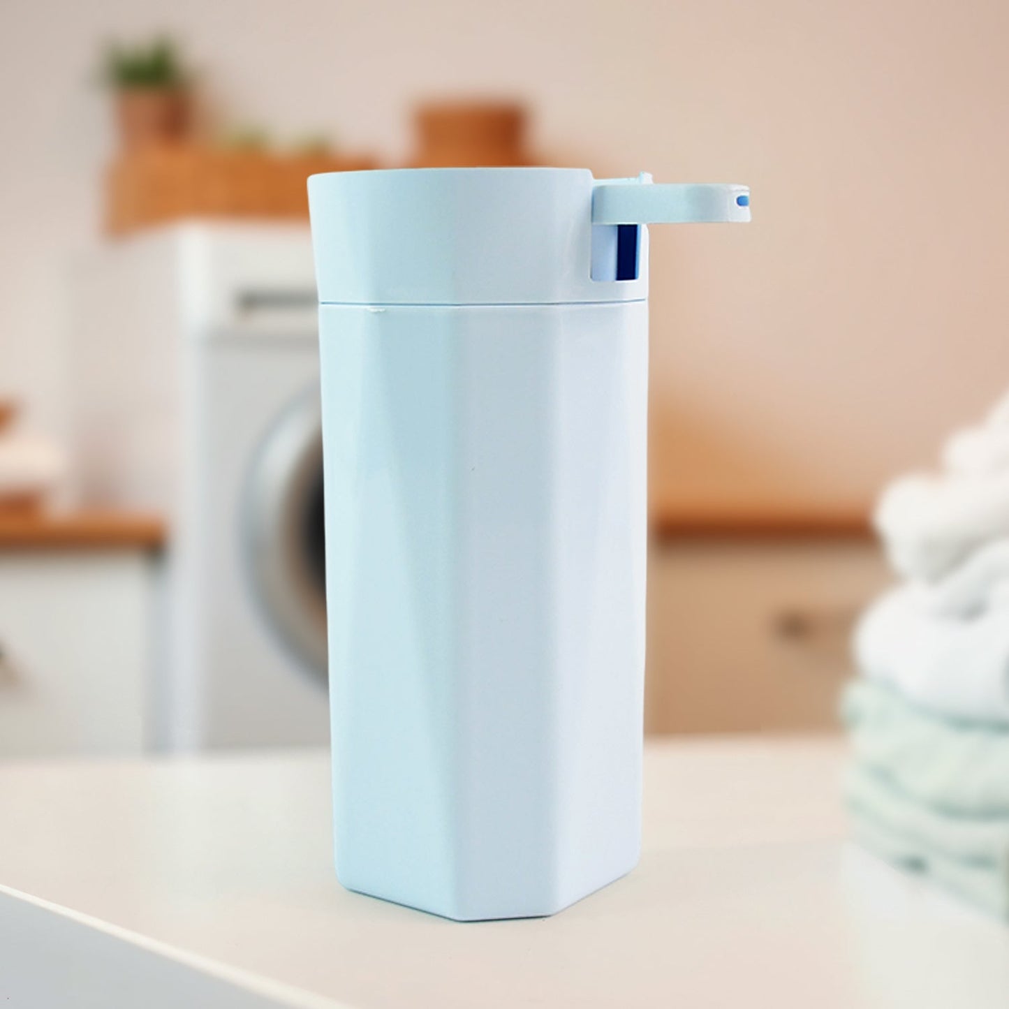 Push action demonstrating hygienic soap dispensing from 300ml dispenser