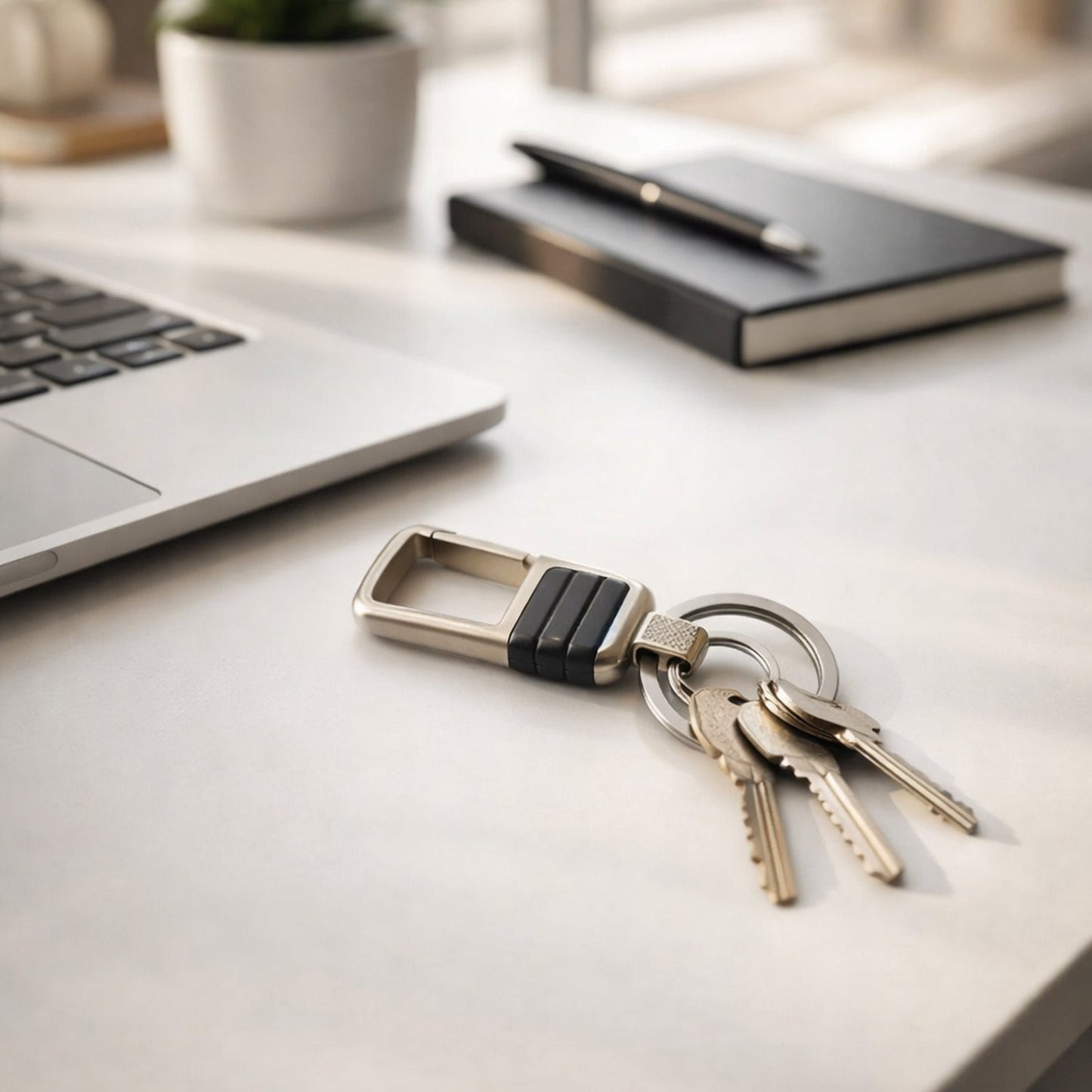 Premium metal key holder with secure clip lock